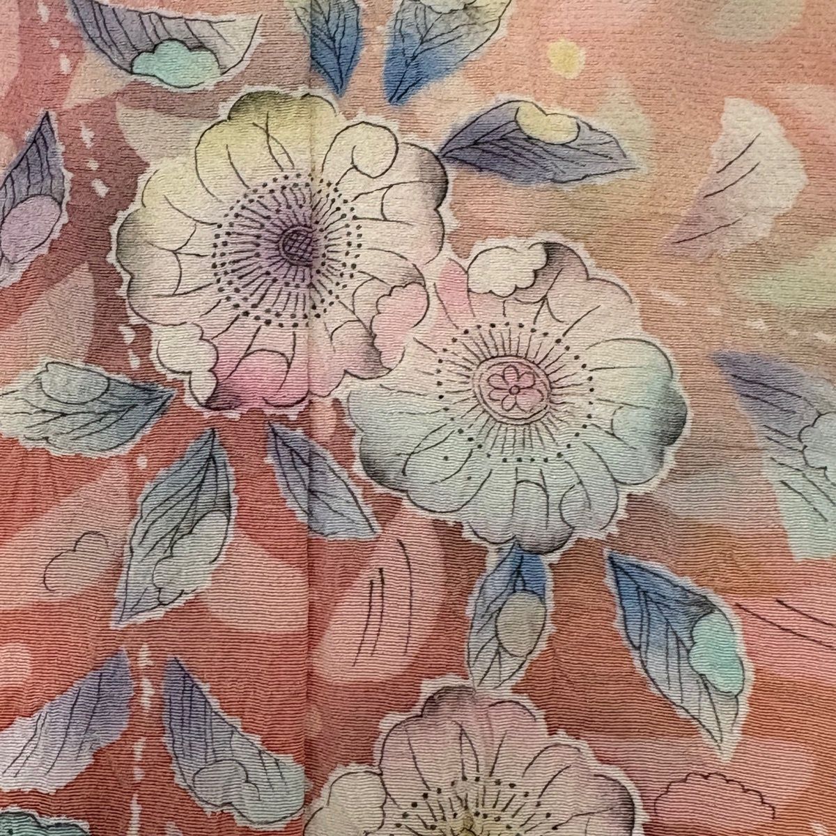 ショップ 訪問着 身丈164cm 裄丈66cm M 袷 辻が花 ぼかし ピンク 正絹