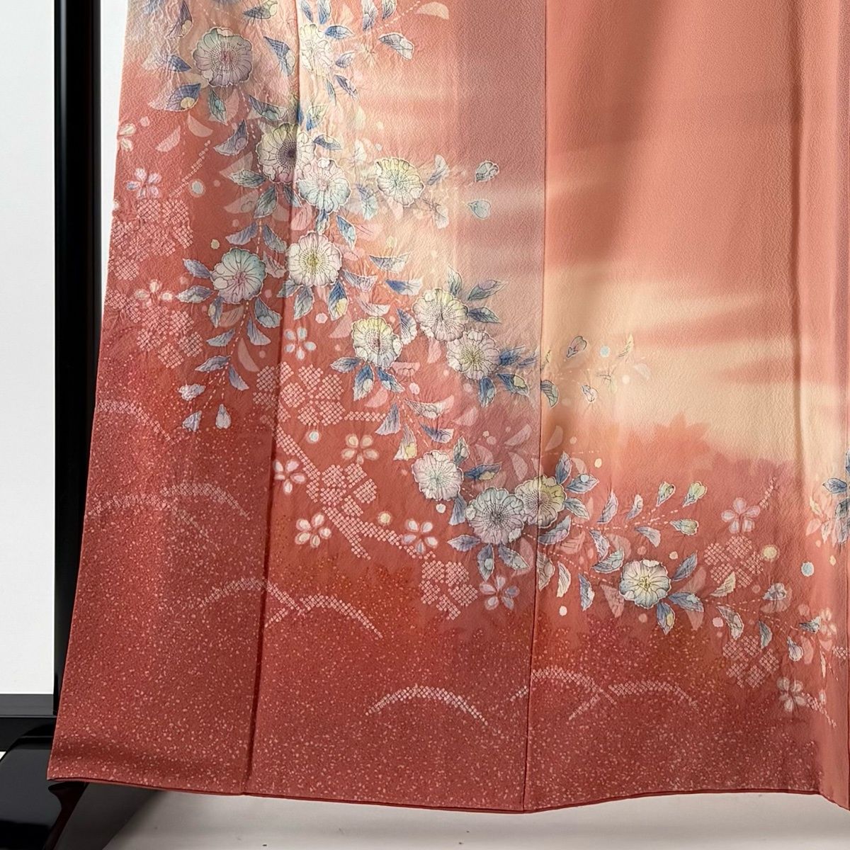 訪問着 身丈164cm 裄丈66cm M 袷 辻が花 ぼかし ピンク 正絹 名品