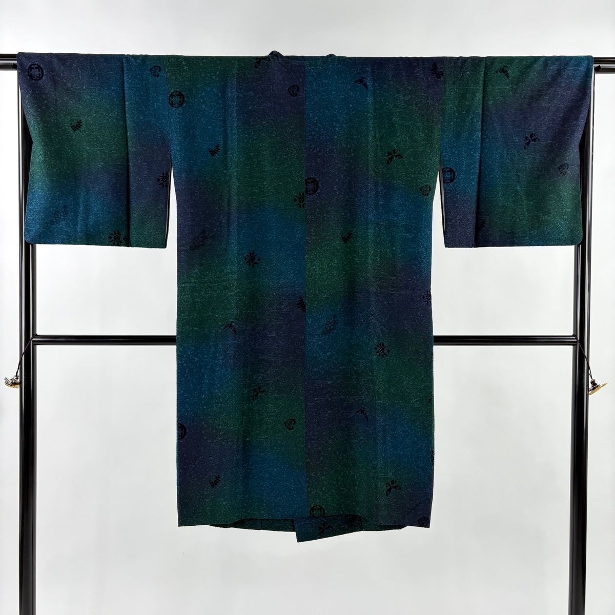 美品】 道行 身丈108cm 裄丈65.5cm M 和装コート へちま衿 鳥 華文 