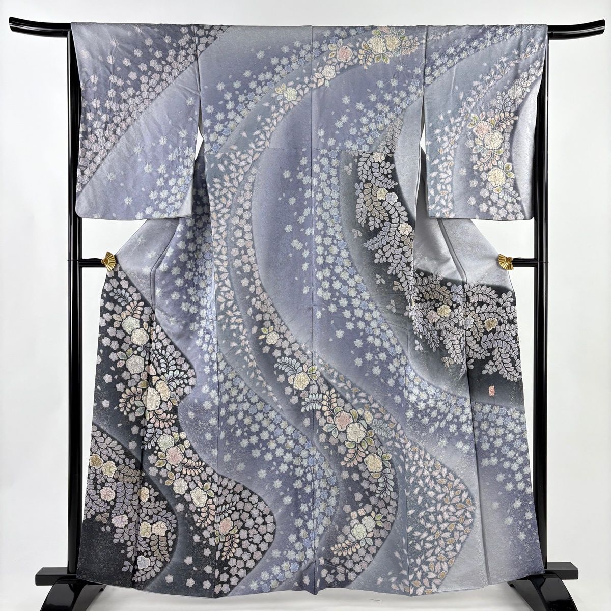 美品】 訪問着 身丈162cm 裄丈65cm M 袷 翠山工房 落款 辻が花 霞 金