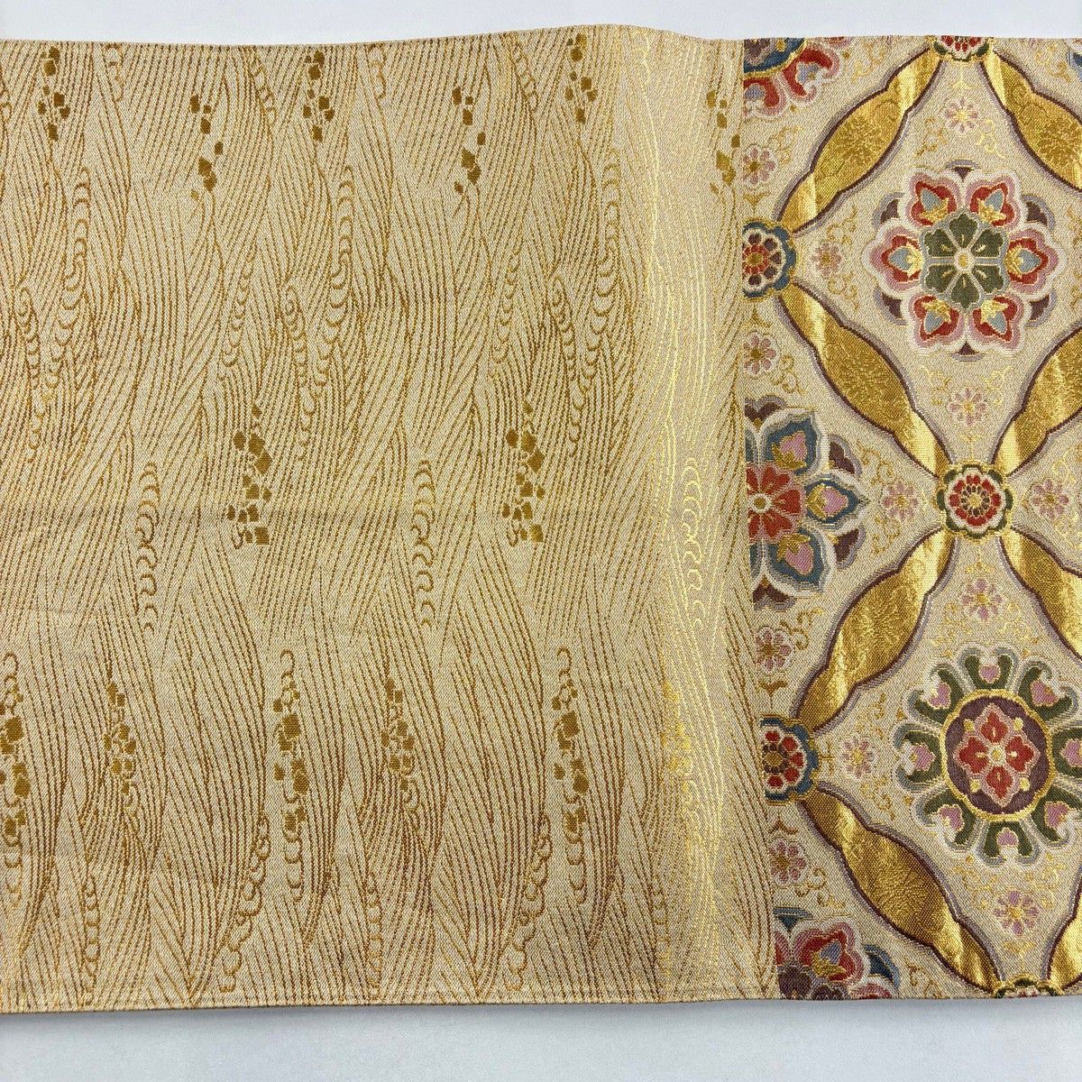 美品】 袋帯 名品 七宝華文 箔 金色 六通 正絹 【中古】 - メルカリ