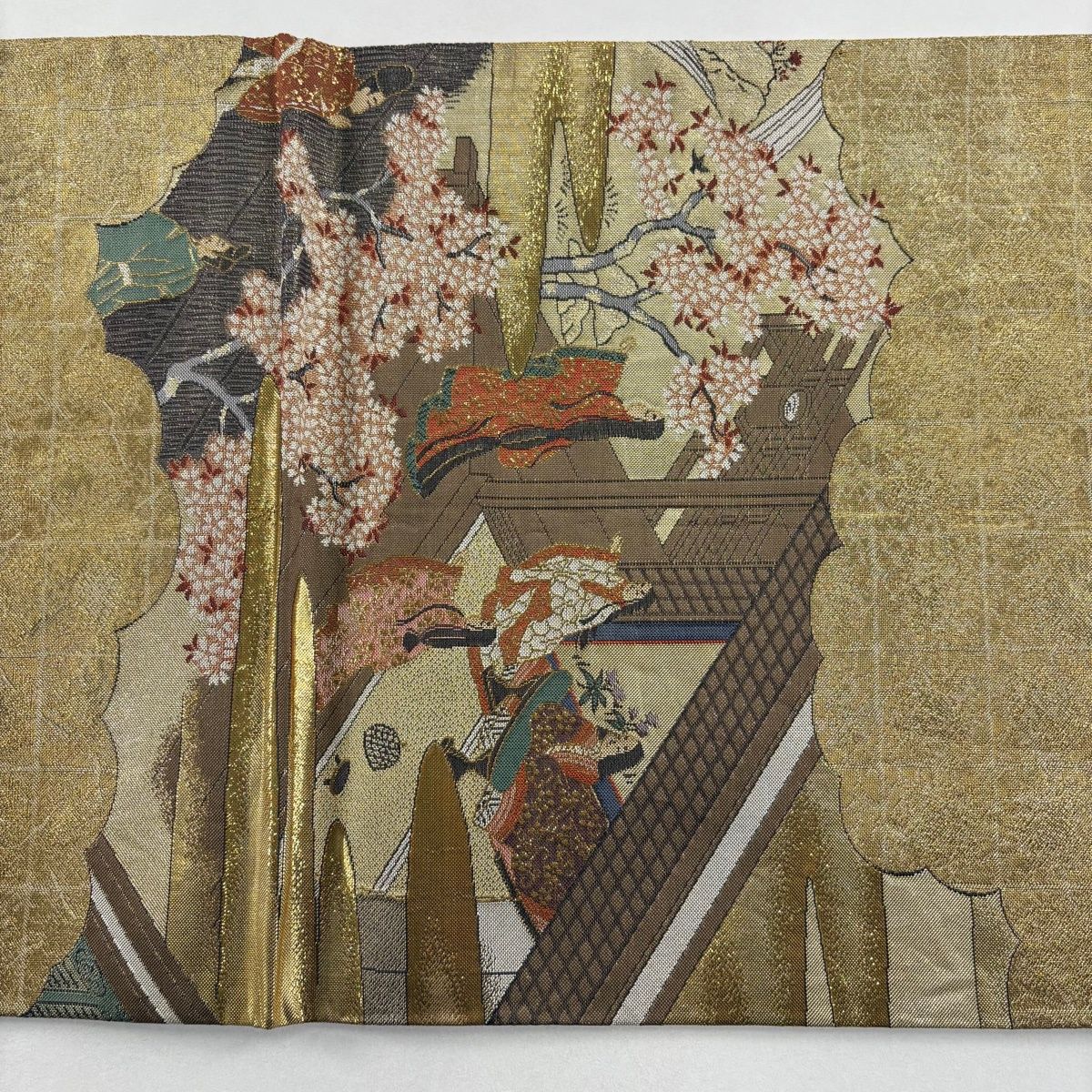 丸帯 名品 源氏絵 雲文 箔 金色 全通 正絹 【中古】 - メルカリ