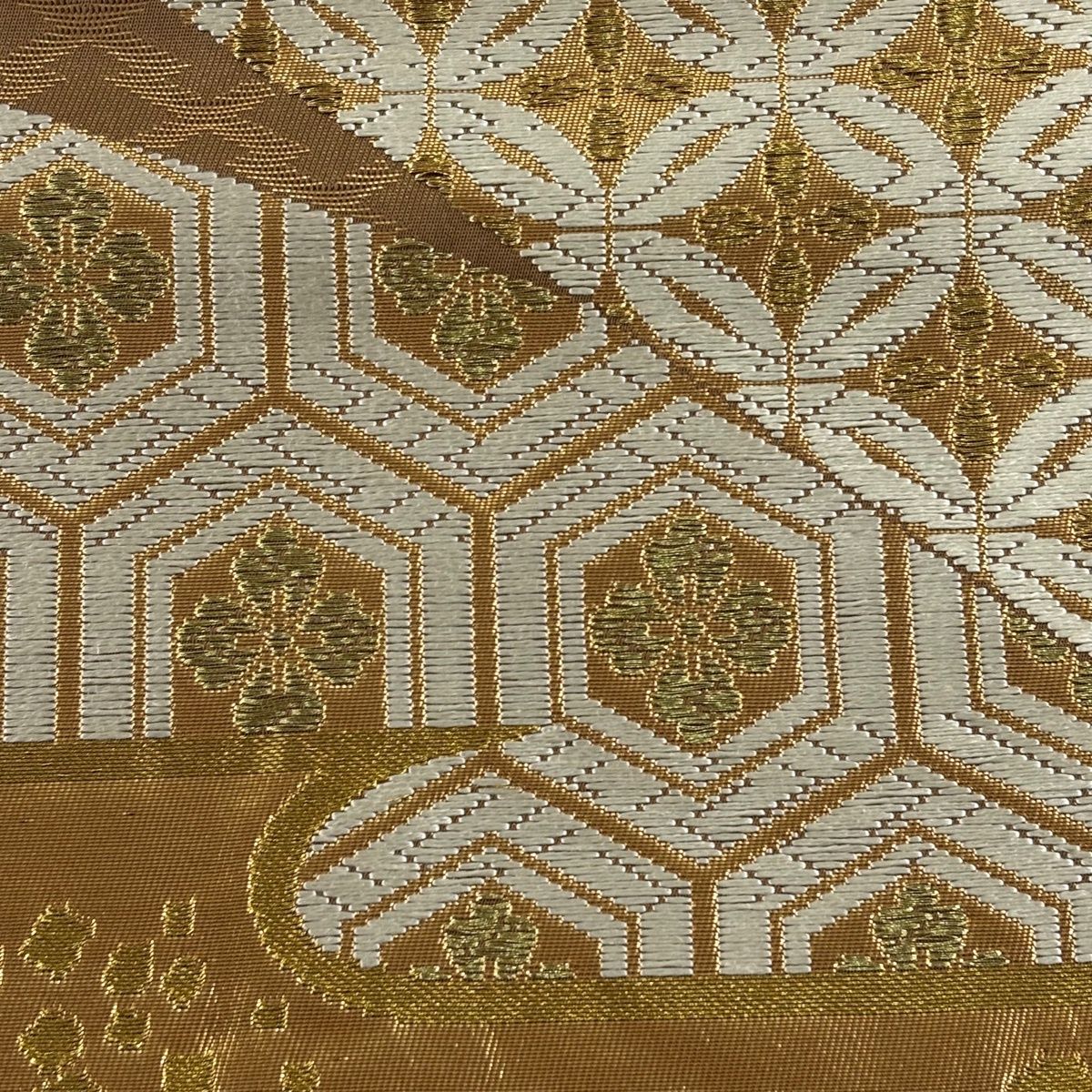 袋帯 名品 川島織物 落款 有職文様 ヱ霞 金糸 箔 茶色 六通 正絹