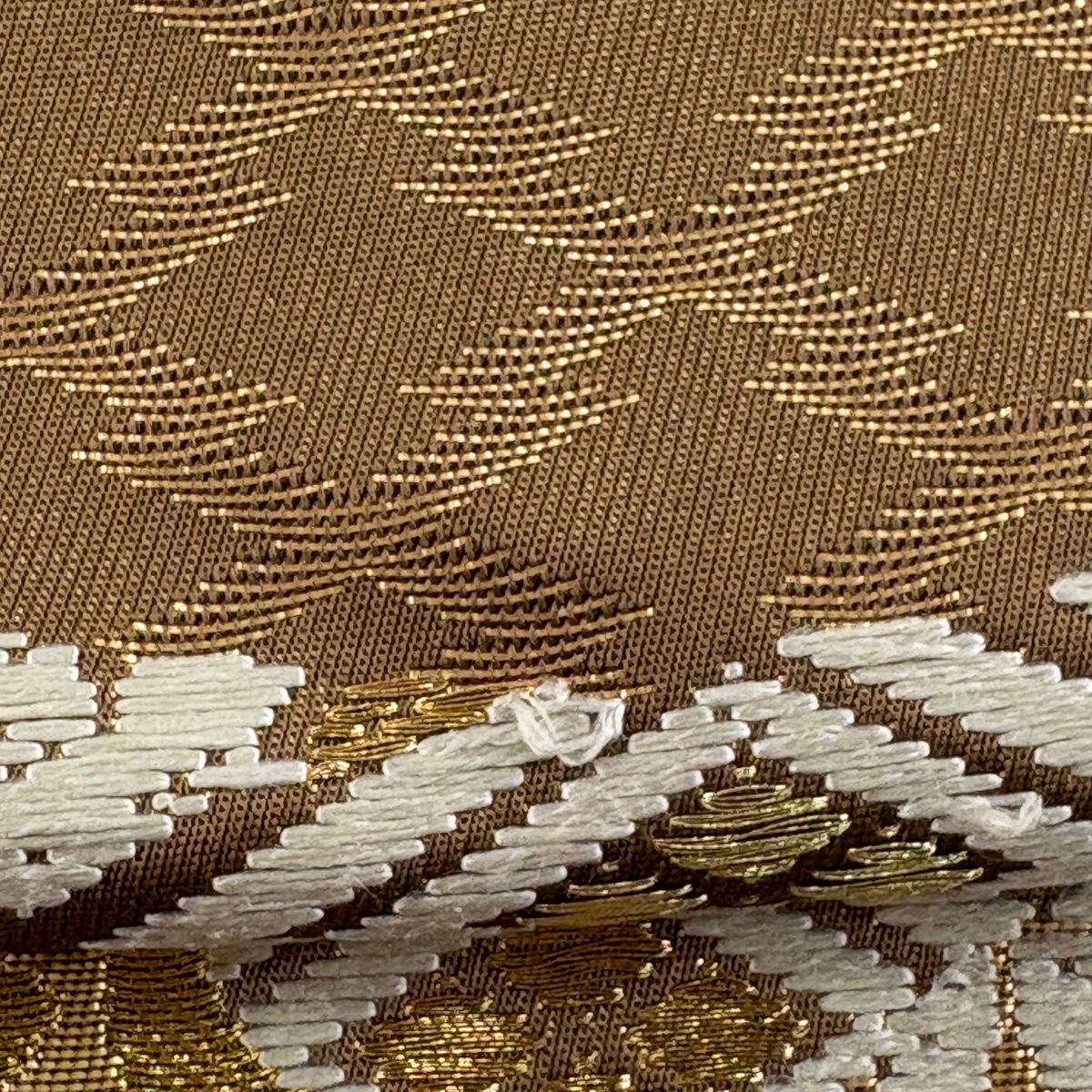 袋帯 名品 川島織物 落款 有職文様 ヱ霞 金糸 箔 茶色 六通 正絹