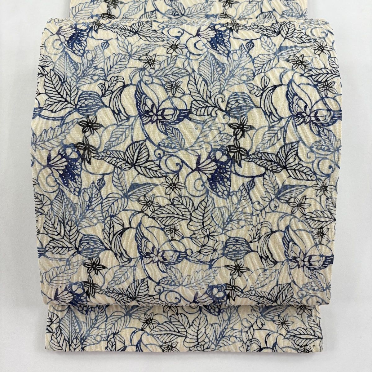 節約 【美品】 名古屋帯 名品 市松 草花 金糸 ベージュ 正絹 【】 楽天