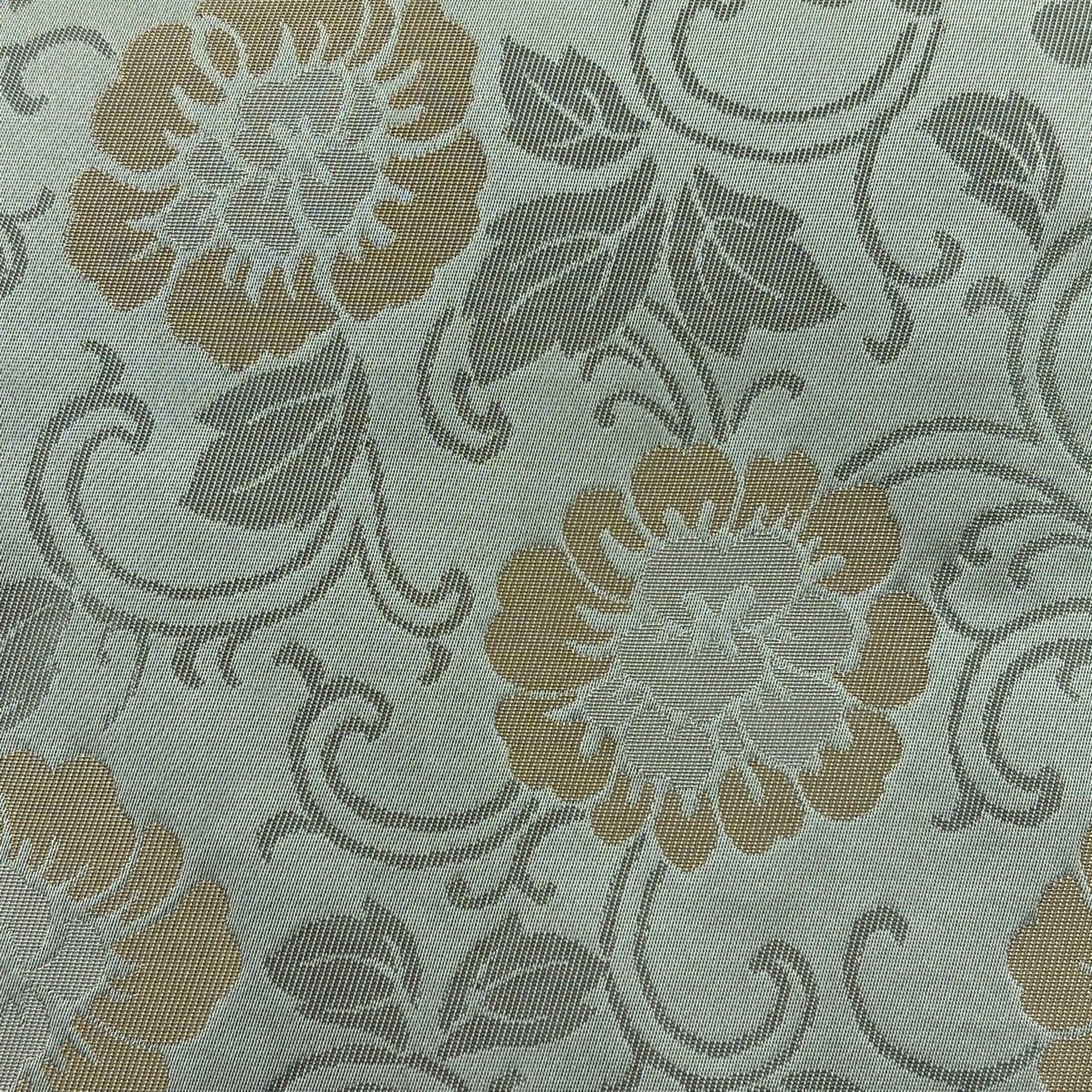 美品】 袋帯 名品 川島織物 落款 関西仕立て 花唐草 金銀糸 灰緑 六通