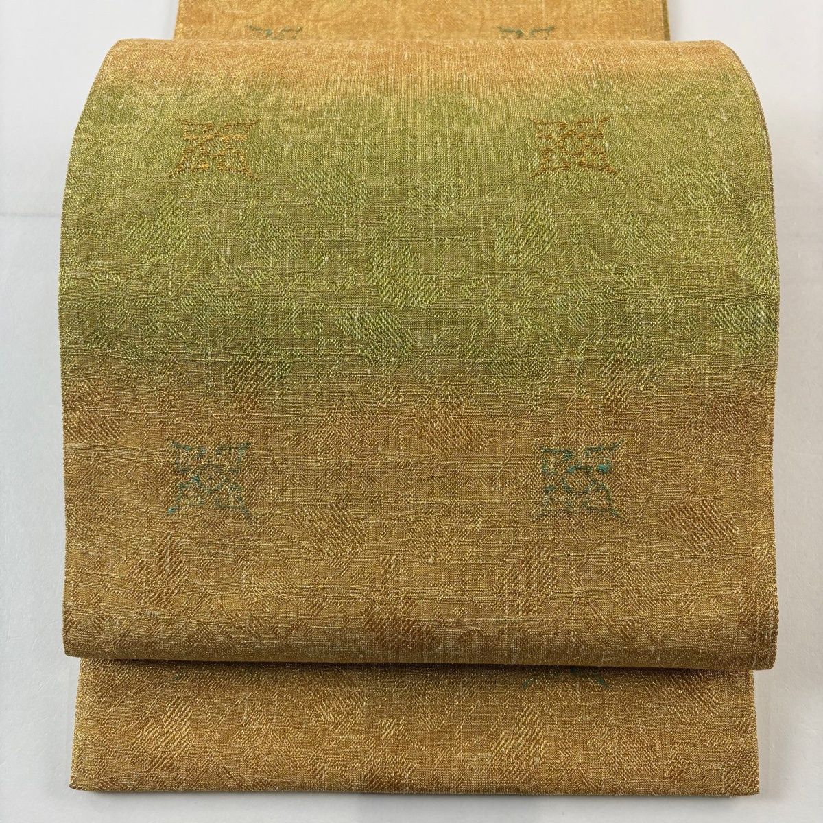 O0687 美品 逸品 上品 桝屋高尾 棯金綴れ 正絹 袋帯 美品】 袋帯 逸品 桝屋高尾 落款 ねん金綴錦 葡萄唐草 花菱 金糸 箔