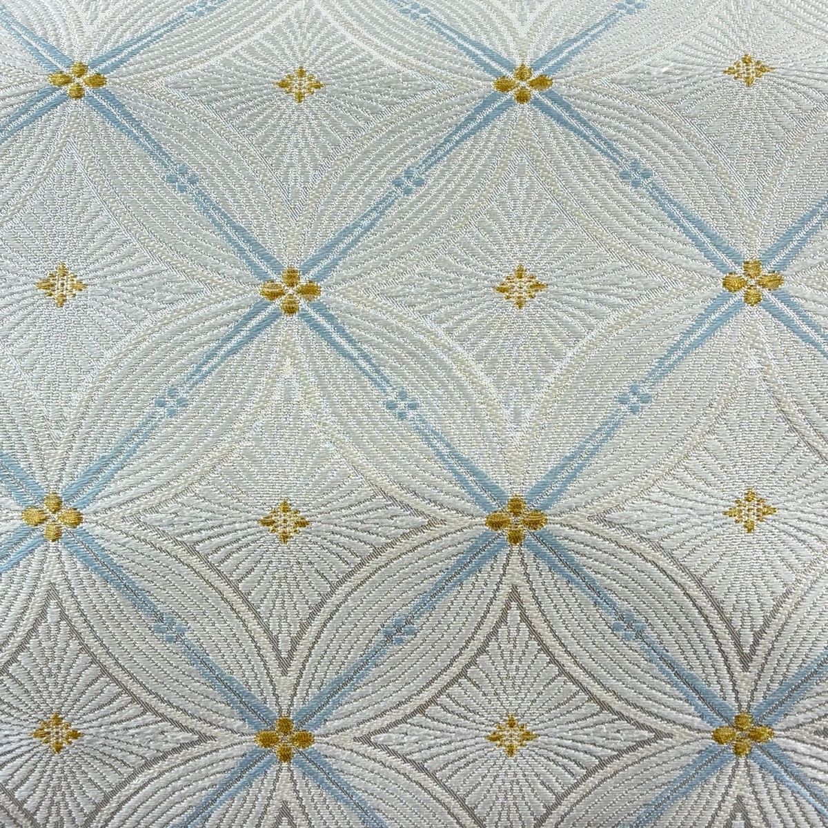 袋帯 河合美術織物 落款 京西陣織 七宝 金糸 箔 クリーム 六通 正絹