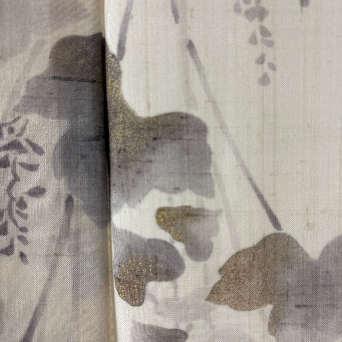 訪問着 身丈163cm 裄丈67cm M 単衣 しょうざん 生紬 落款 蔦 金彩