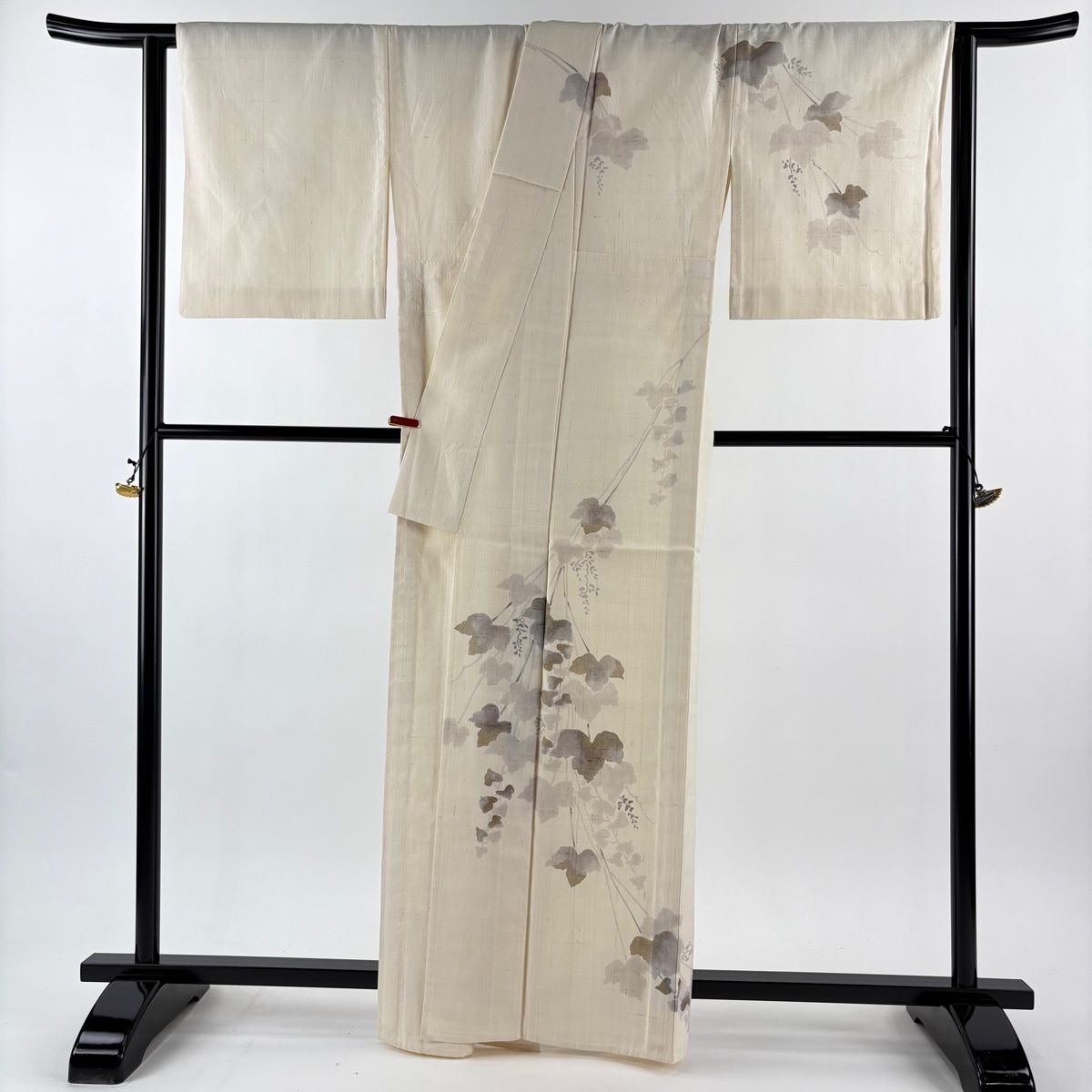 訪問着 身丈163cm 裄丈67cm M 単衣 しょうざん 生紬 落款 蔦 金彩