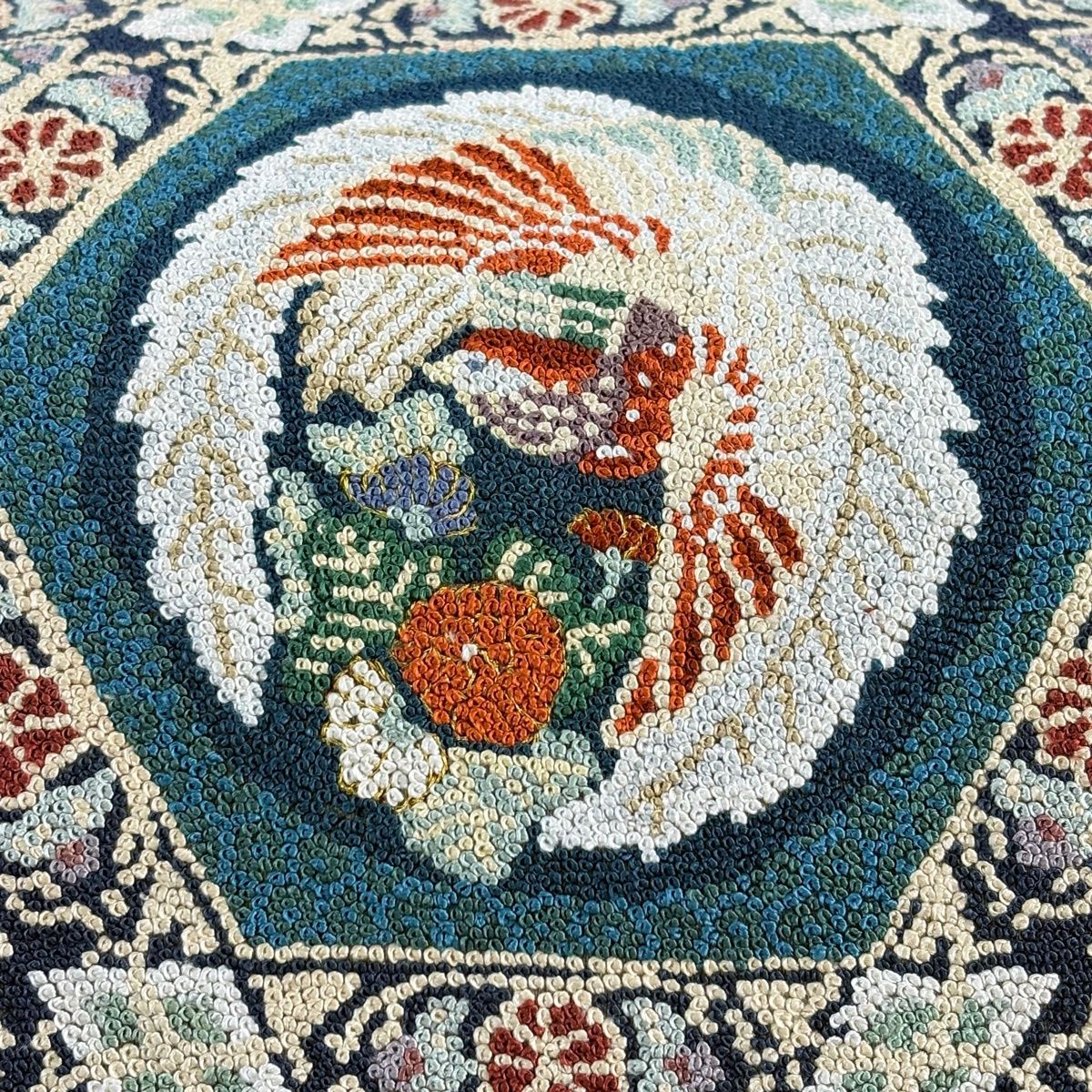 美品】 袋帯 逸品 鳳凰 華文 相良刺繍 金糸 緑 六通 正絹 【中古