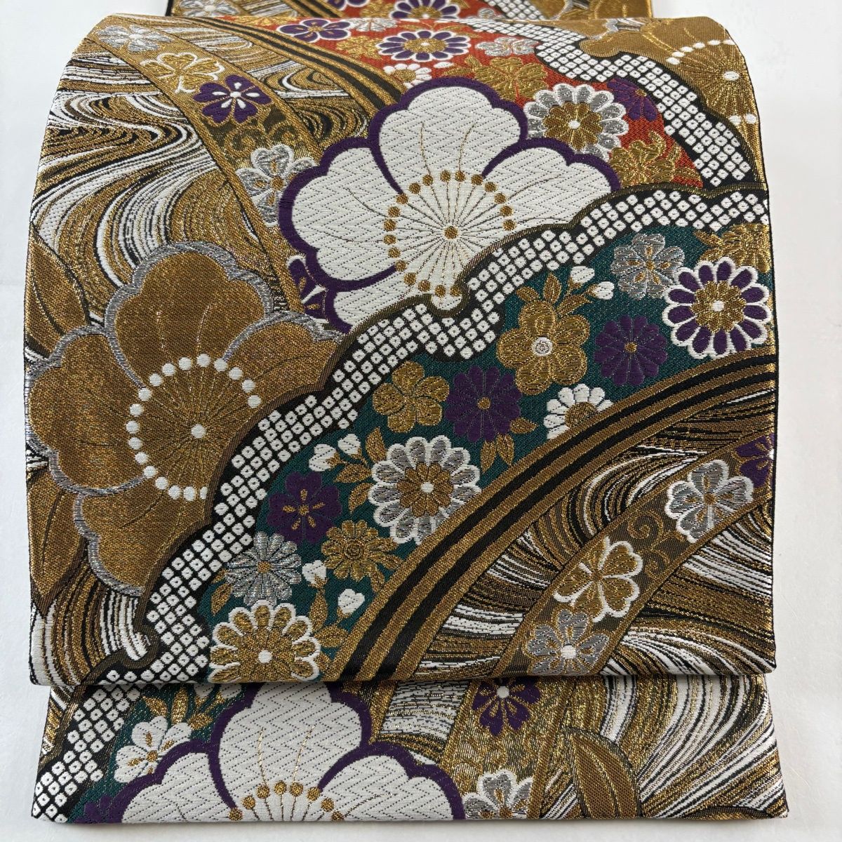 袋帯　6通帯　正絹　金銀糸 袋帯 六通柄 フォーマル用 正絹 古典柄 箔 金糸 銀糸 帯 金・銀 | 六通