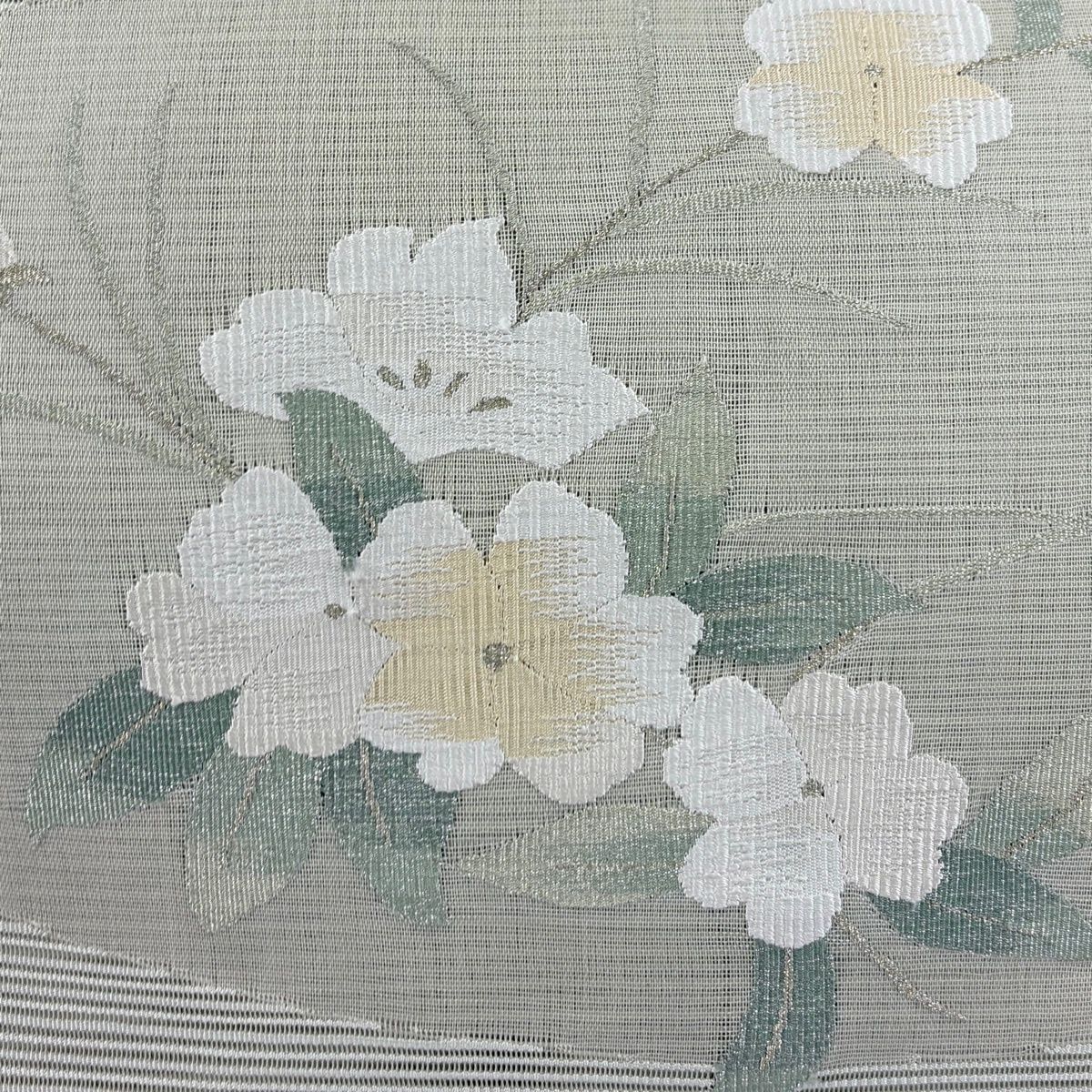 名古屋帯 秀品 八寸名古屋帯 松葉仕立て 夏帯 絽 トンネル仕立て 草花
