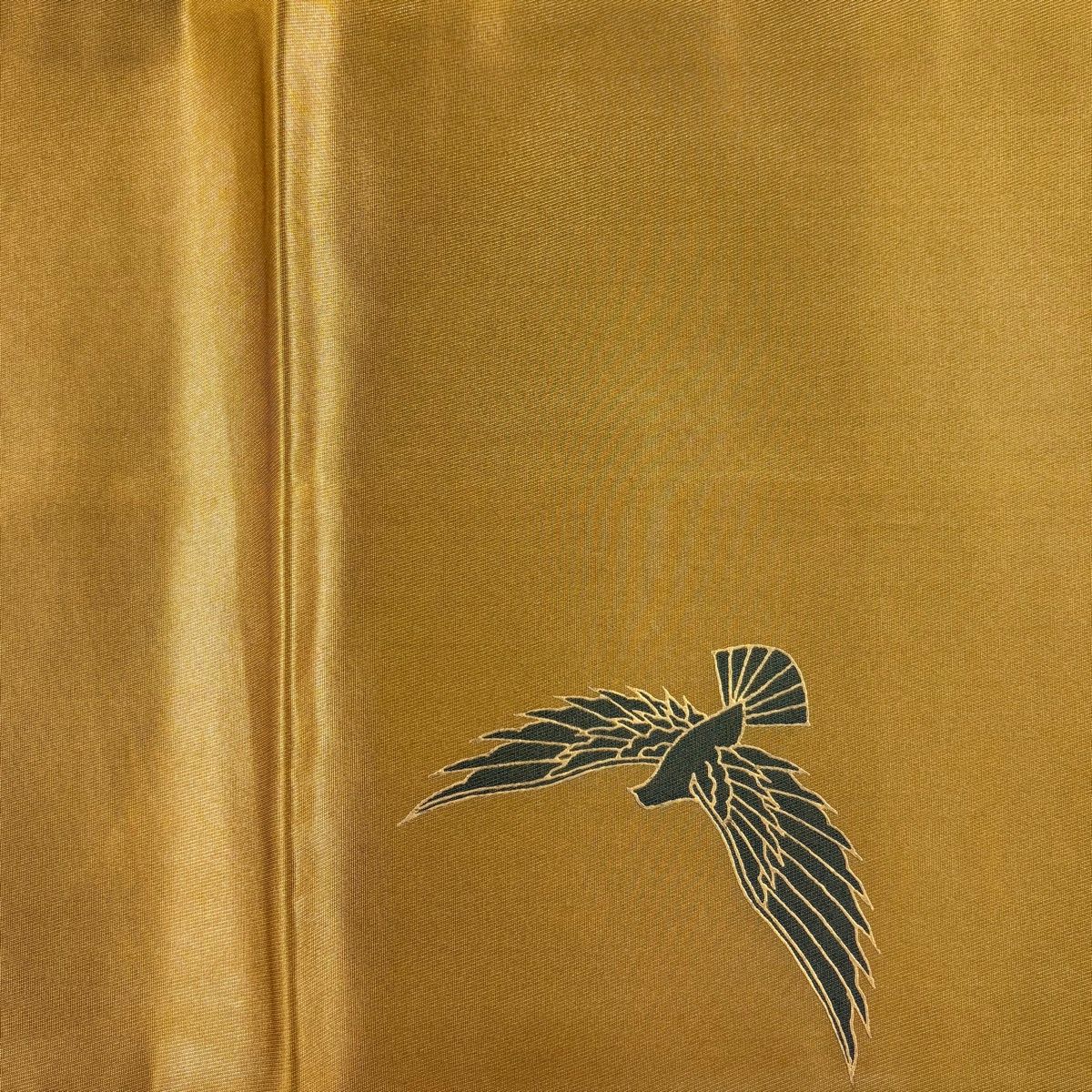 袋帯 秀品 鳥 ヱ霞 金彩 箔 山吹茶色 お太鼓柄 正絹 【中古】 - メルカリ