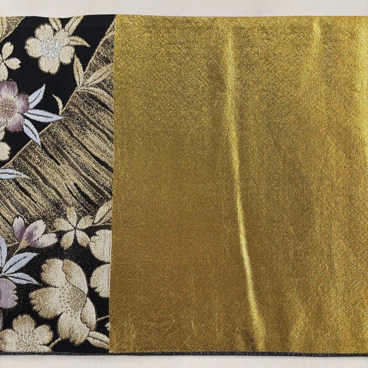 袋帯　6通　刺繍　ラメ　金糸　美品 正絹 六通袋帯 汕頭 中国伝統刺繍汕頭刺繍 正倉院華紋 金糸