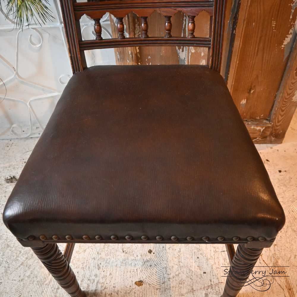 L3705-209-2 英国アンティーク オーク ダイニングチェア レザーチェア L3705-209-2 英国アンティーク オーク ダイニングチェア レザーチェア