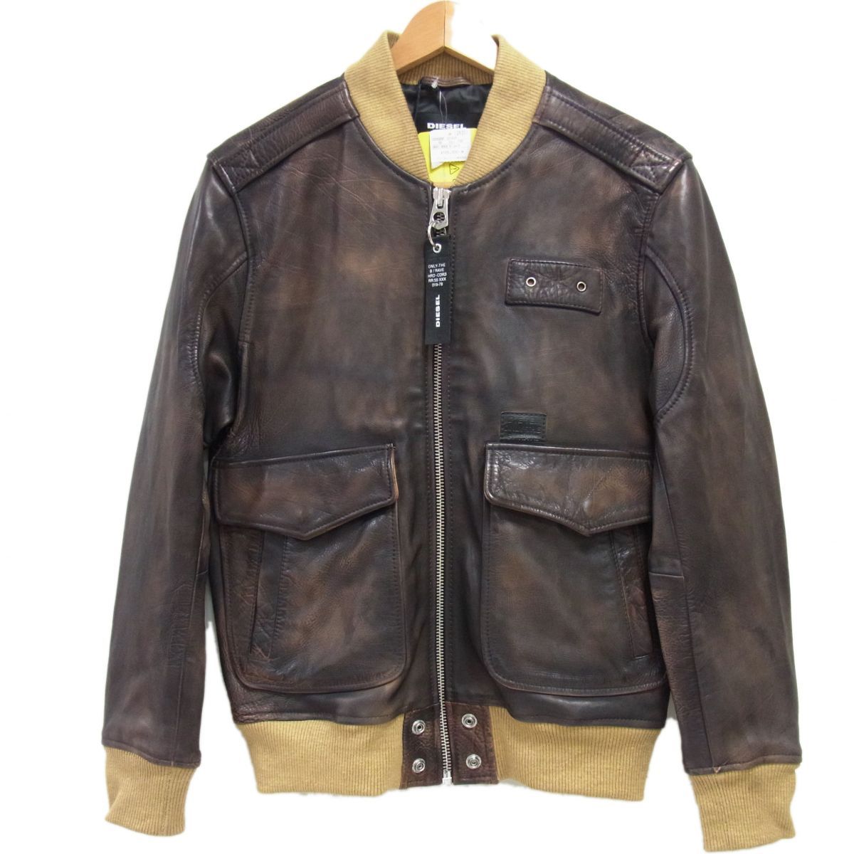 新品 定価115,500円☆DIESEL ディーゼル レザージップジャケット 牛革