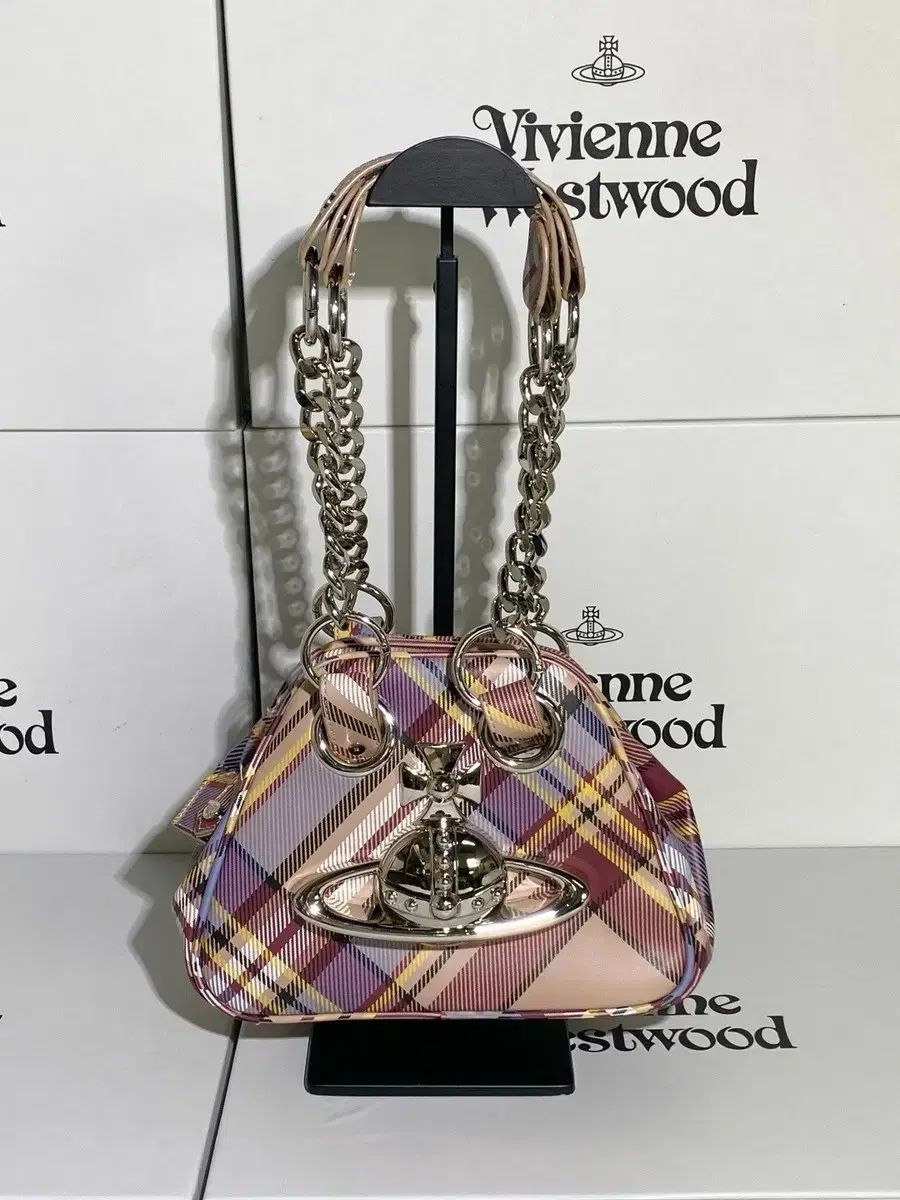 VIVIENNE WESTWOOD ORB チェーン ショルダーバッグ メタリック ピンク