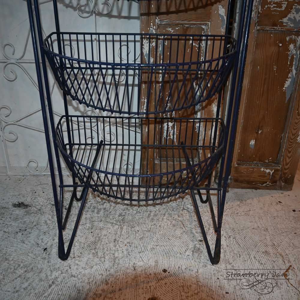 L3710-30-1 ヴィンテージ ベジタブルラック 収納 ワイヤーバスケット L3710-30-1 英国アンティーク ベジタブルラック 収納ラック ワイヤー