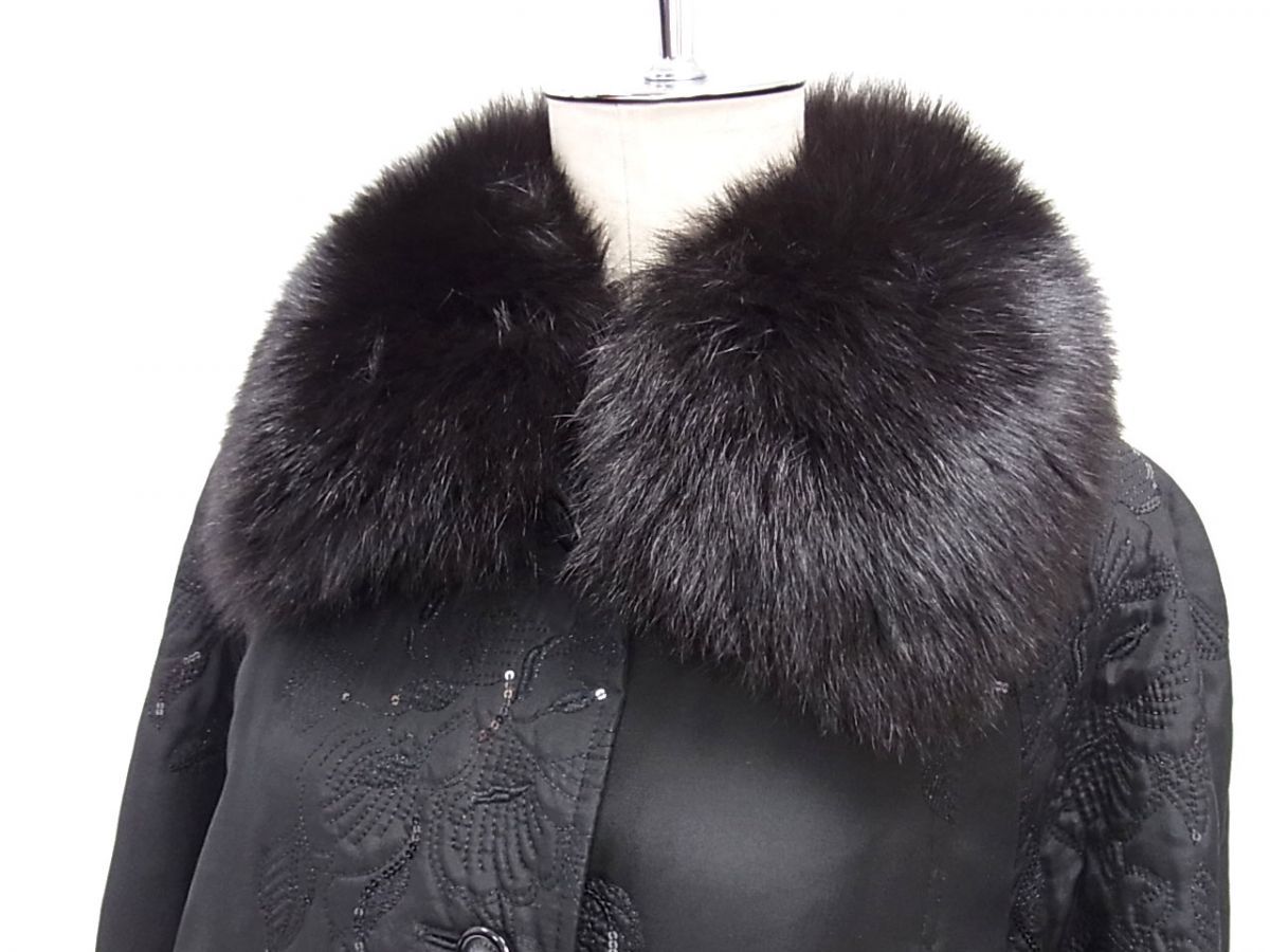 参考定価30万円☆LEONARD レオナール フォックスファー付 シルク100