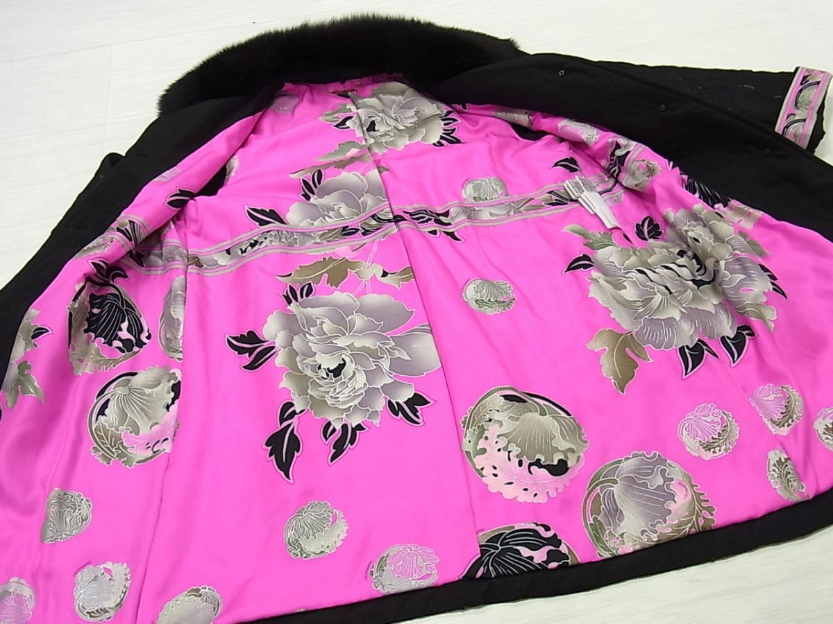 LEONARD レオナール　中綿コート シルク100% サイズ9号　フォックス LEONARD レオナール シルク100 中綿コート フォックスファー 13AR