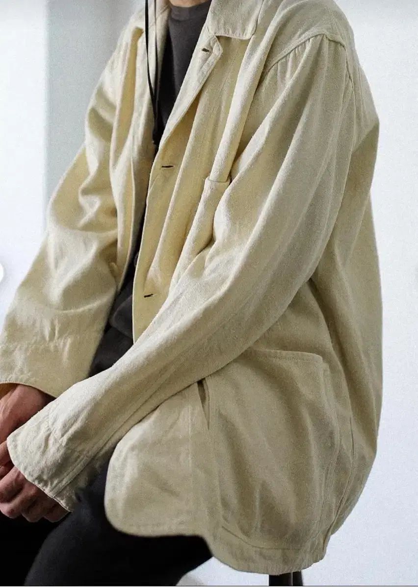 COMOLIサイズ３／シルクネップ1938ジャケット24SS 25SS COMOLI シルク 1938 ジャケット, Ecru – Navyblue