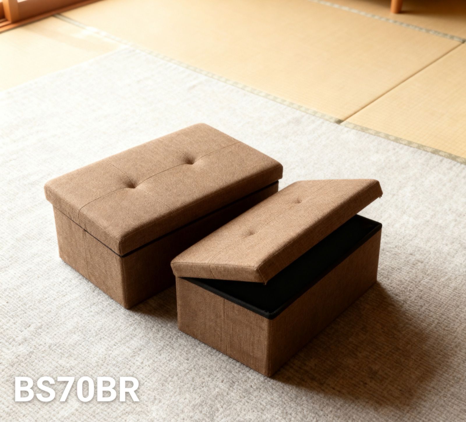 BS70GY＊2個収納スツール収納ベンチ収納ボックス折りたたみ式足置き