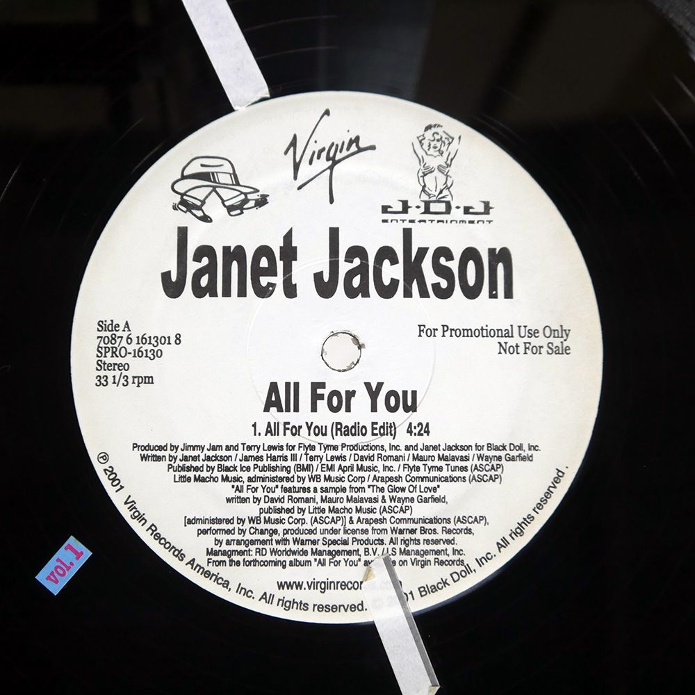 US盤 JANET JACKSON/ALL FOR YOU/VIRGIN US盤 JANET JACKSON/ALL FOR YOU/VIRGIN Janet Jackson - All For You