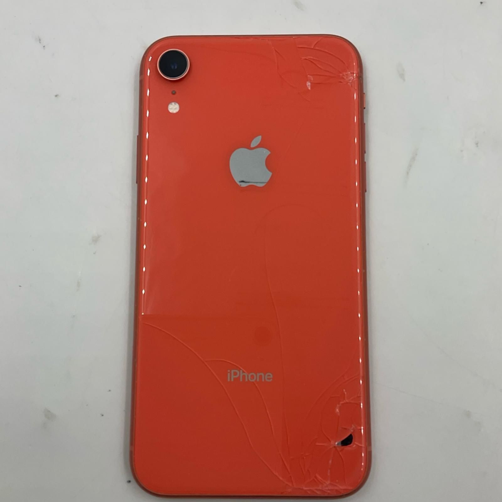 iPhone XR 128GB コーラル ショップ Softbank 白ロム 81%【難有