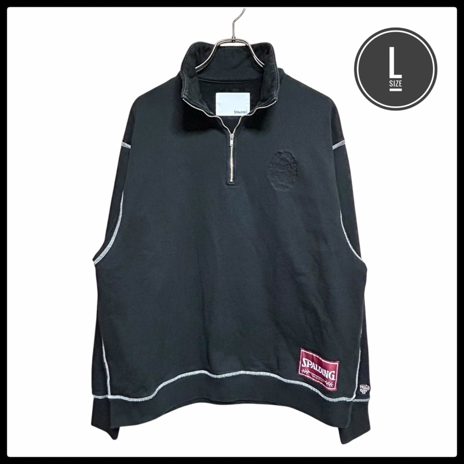 アダムエロペ × スポルティング 別注 ハーフジップ スウェット L 黒 