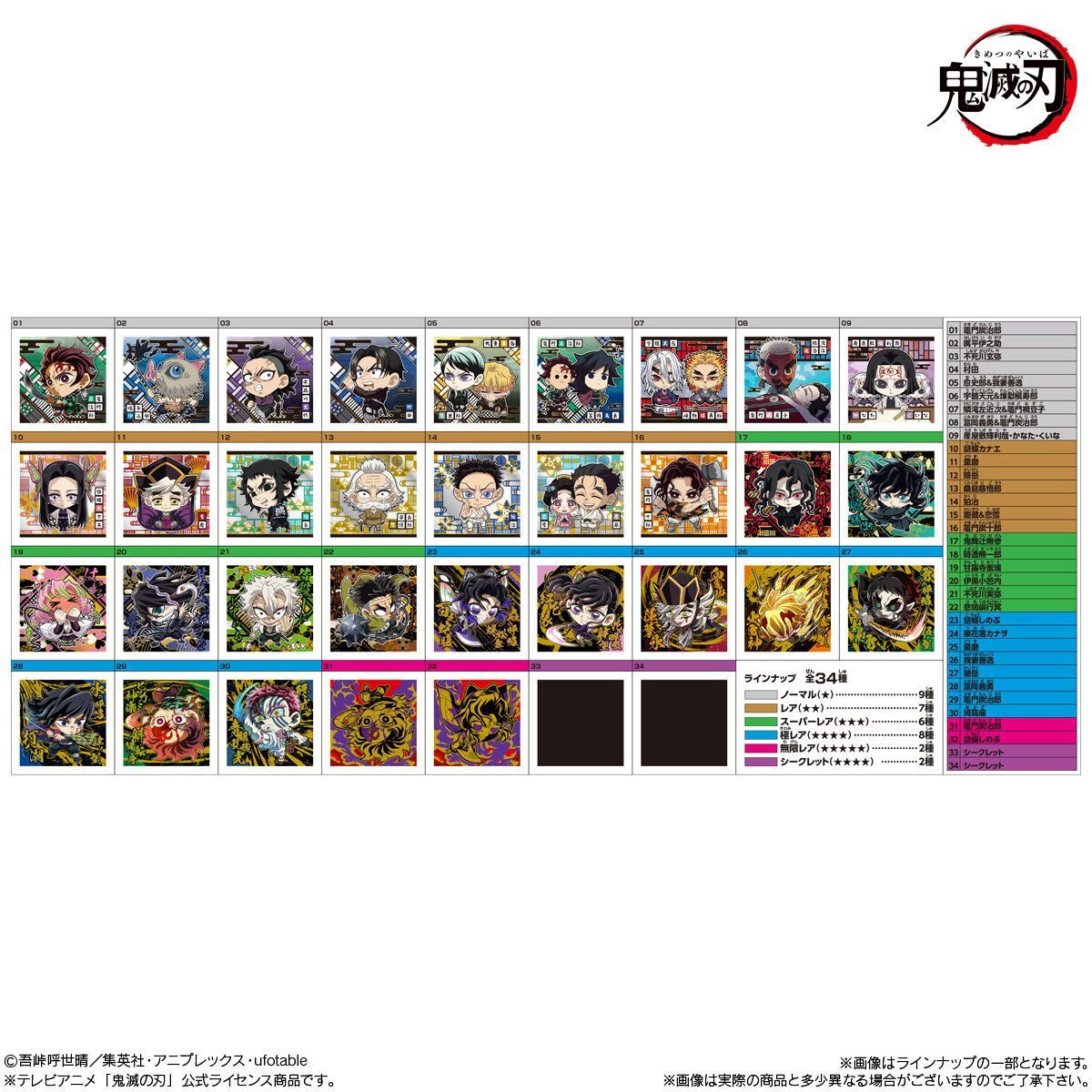 未開封】鬼滅の刃 ディフォルメシール ウエハース 其ノ十四 全34種
