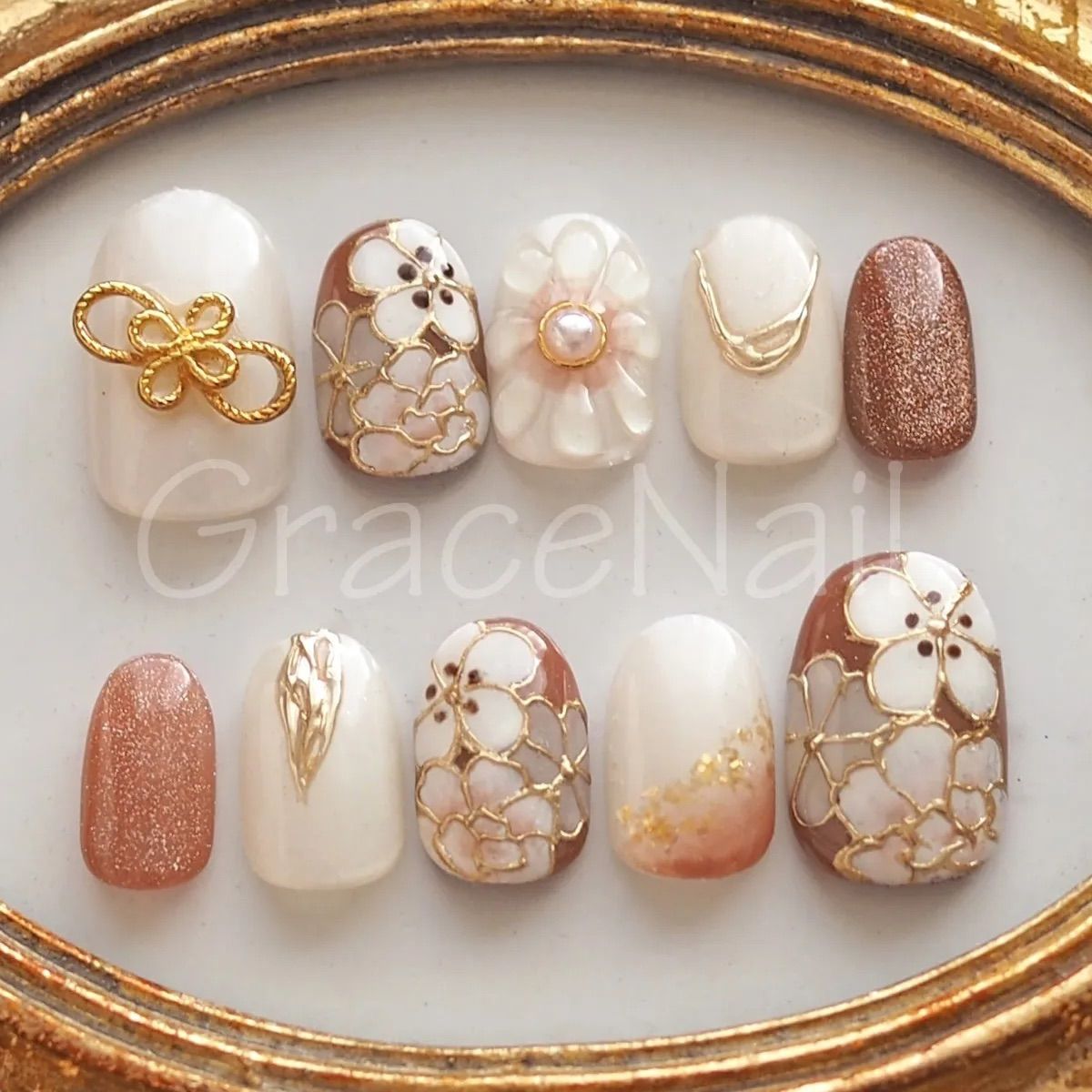 No.2242 現品販売！ネイルチップ ショート 成人式卒業式和柄袴着物振袖