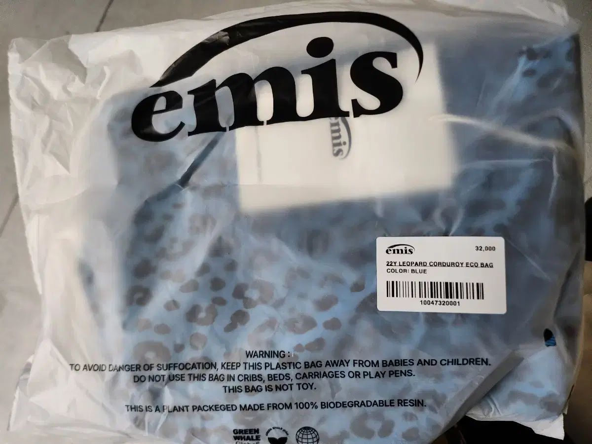 新品) EMIS エミス コーデュロイ ヒョウ柄 レオパード エコバッグ ブルー カラー