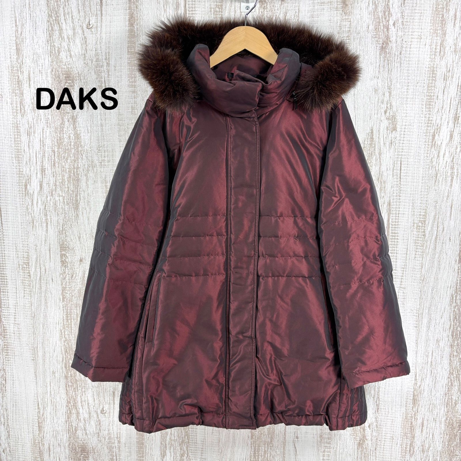 DAKS ダックス 定番チェック フォックスファー フード付き 玉虫 高級
