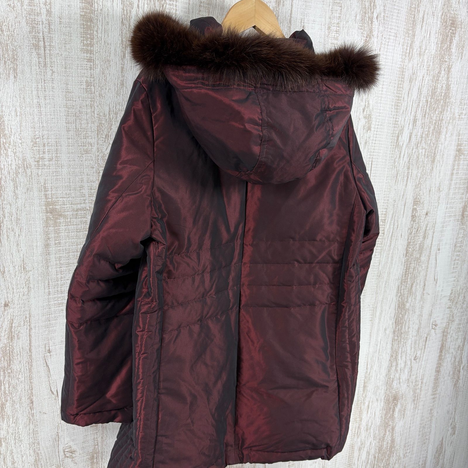 DAKS ダックス 定番チェック フォックスファー フード付き 玉虫 高級