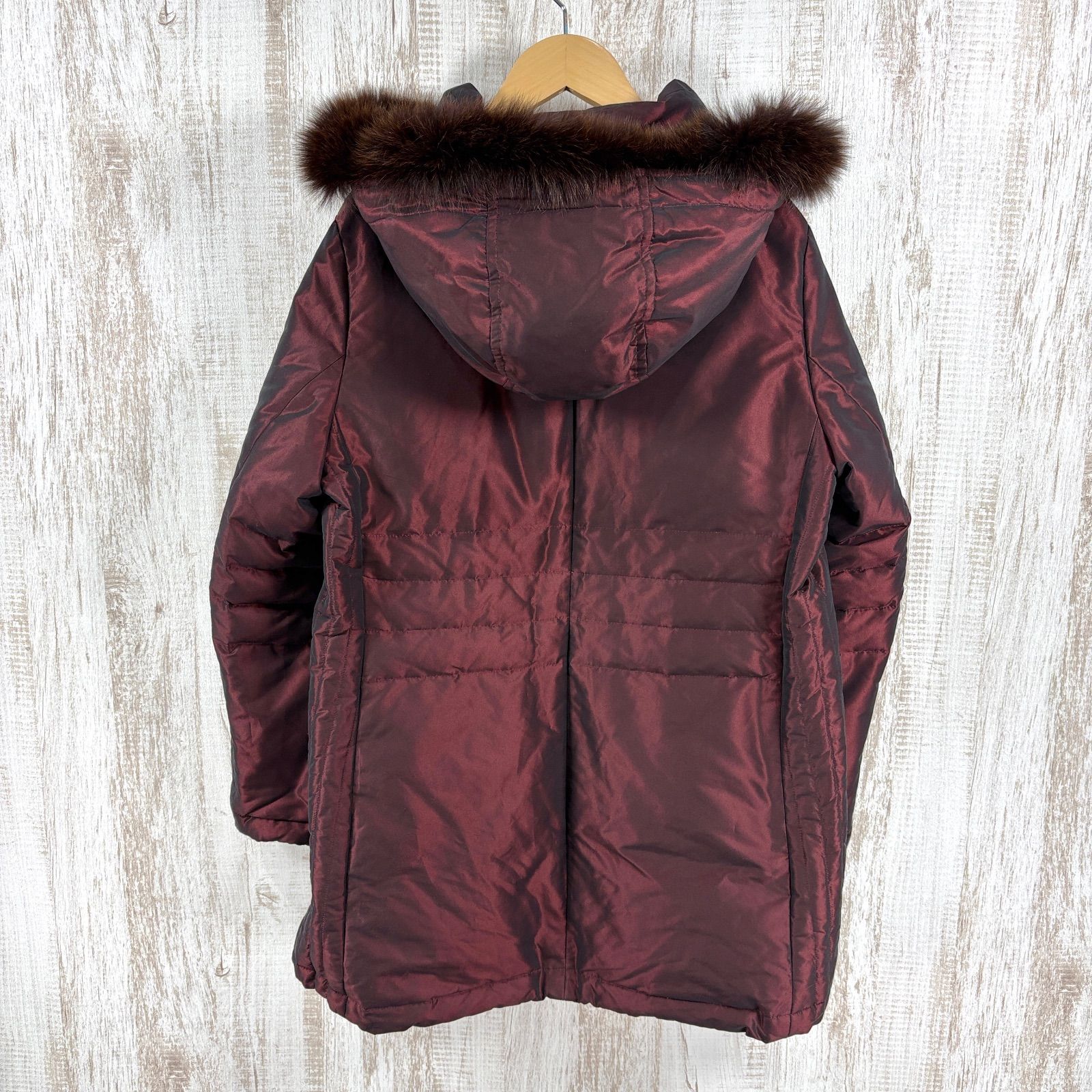 DAKS ダックス 定番チェック フォックスファー フード付き 玉虫 高級