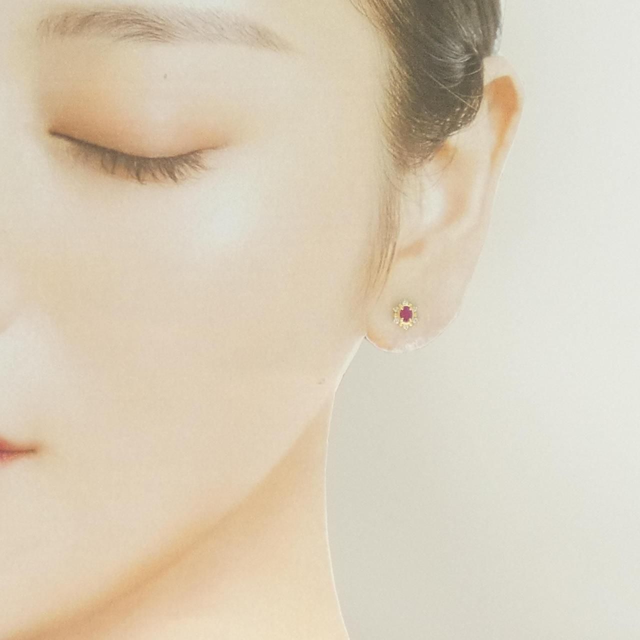K18YG ルビー ピアス 0.2CT - メルカリ