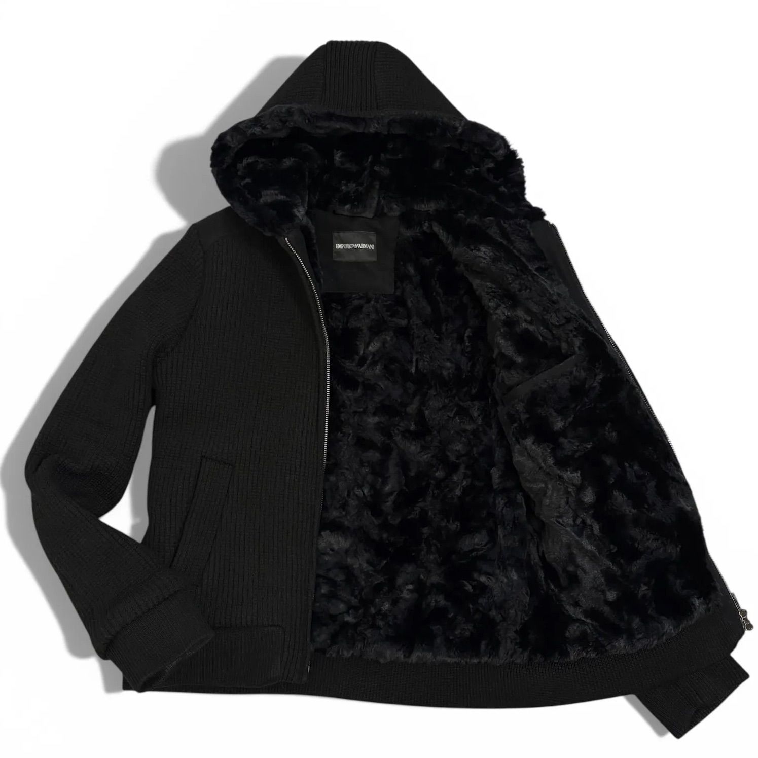 美品 EMPORIO ARMANI エンポリオアルマーニ 編み込み ニット ボア