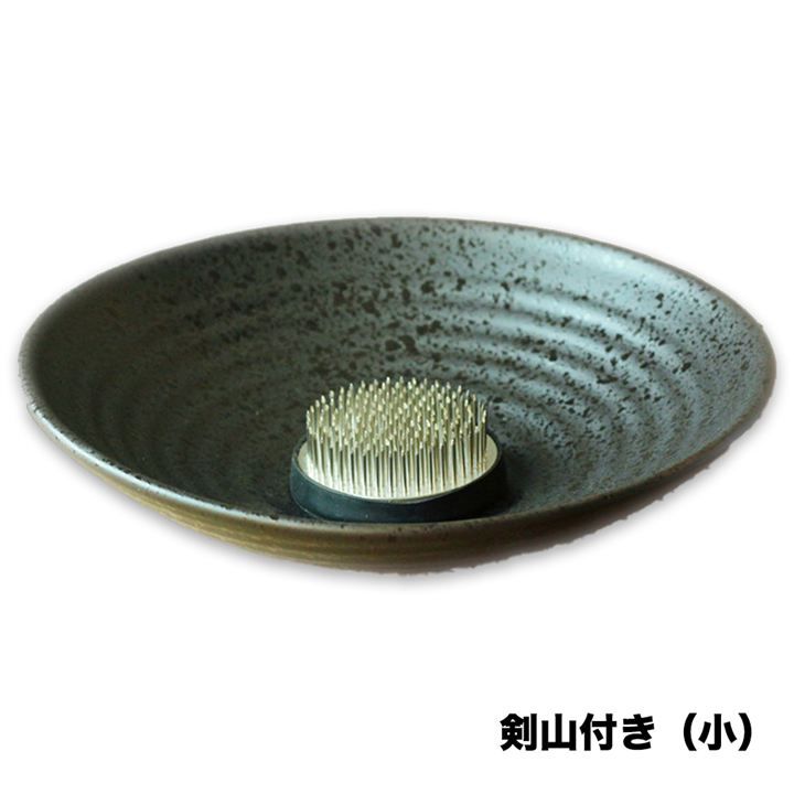 HIRAISM 生け花 花器 水盤 陶器 楕円形 浅型 黒 (剣山あり, 小) - メルカリ