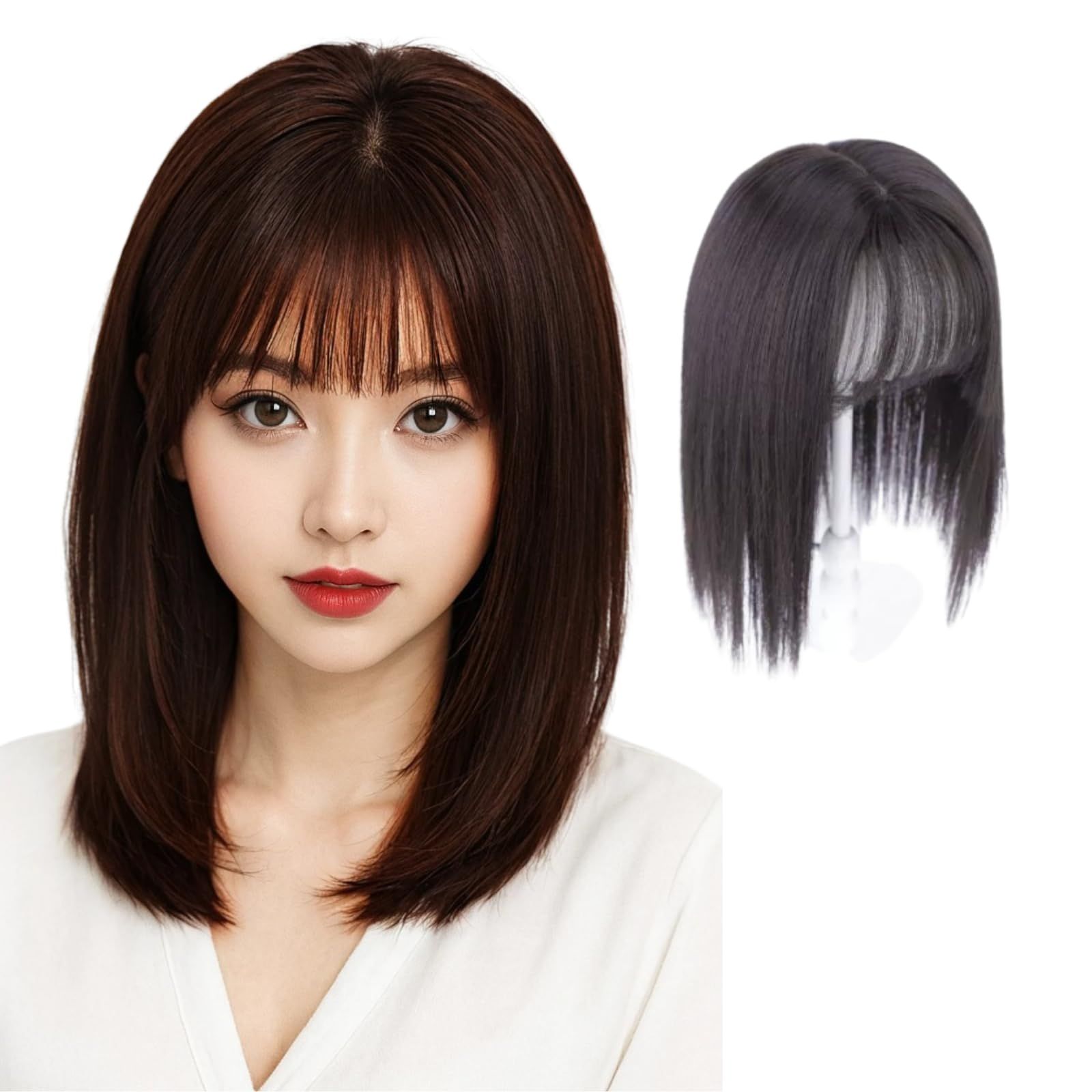 RIOMY 黒茶 ブラックブラウン 部分ウィッグ トップピース ストレート