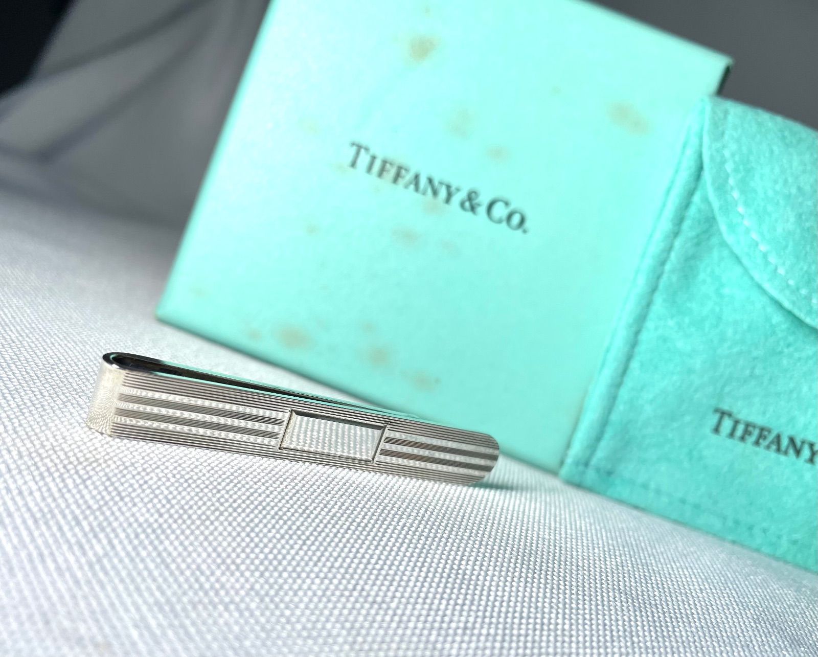 美品 TIFFANY ティファニー 鏡面スターリングシルバー ストライプ