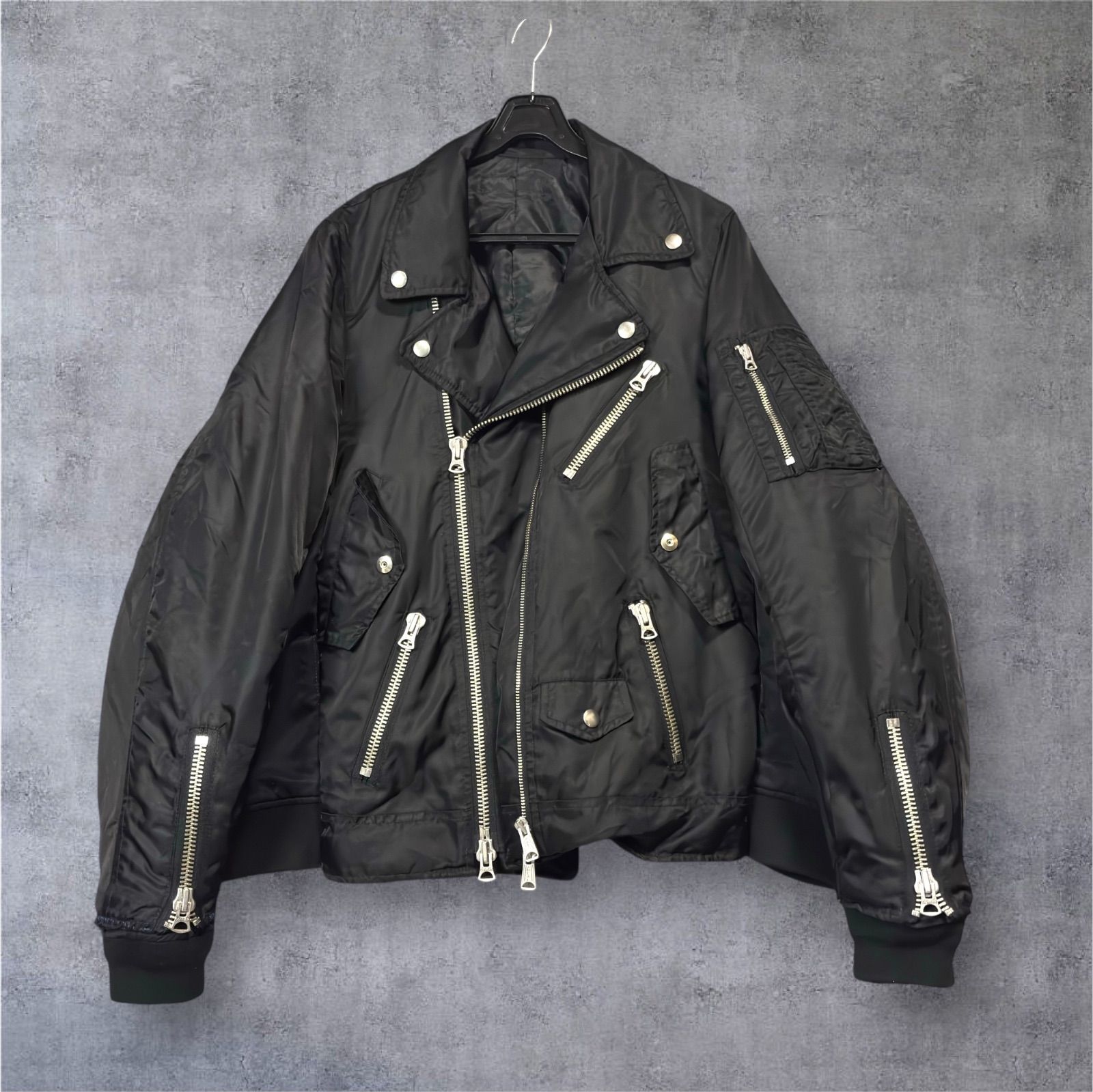 リメイクドッキング リラックスシルエット ナイロンダブルライダースジャケット