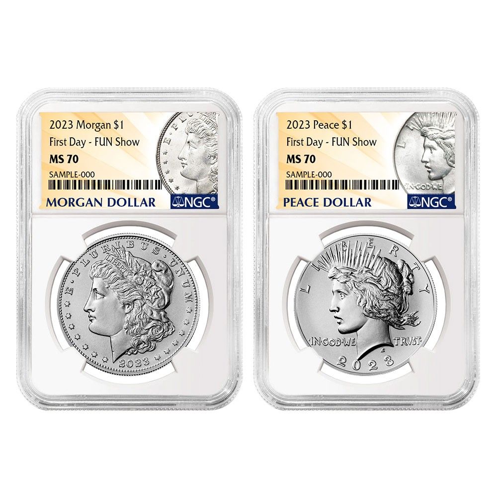 2023 アメリカ 1ドル 銀貨 モルガンダラー PF70 UC 2023-S プルーフ 1ドル モルガン＆ピース シルバー ダラー 2枚セット
