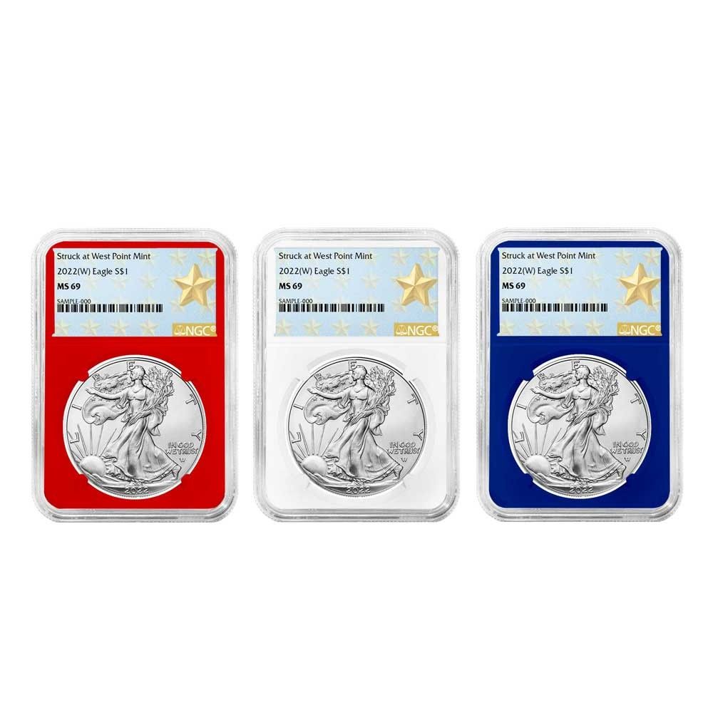 2022年 (W) 1ドル アメリカン シルバー イーグル 3枚セット NGC MS69