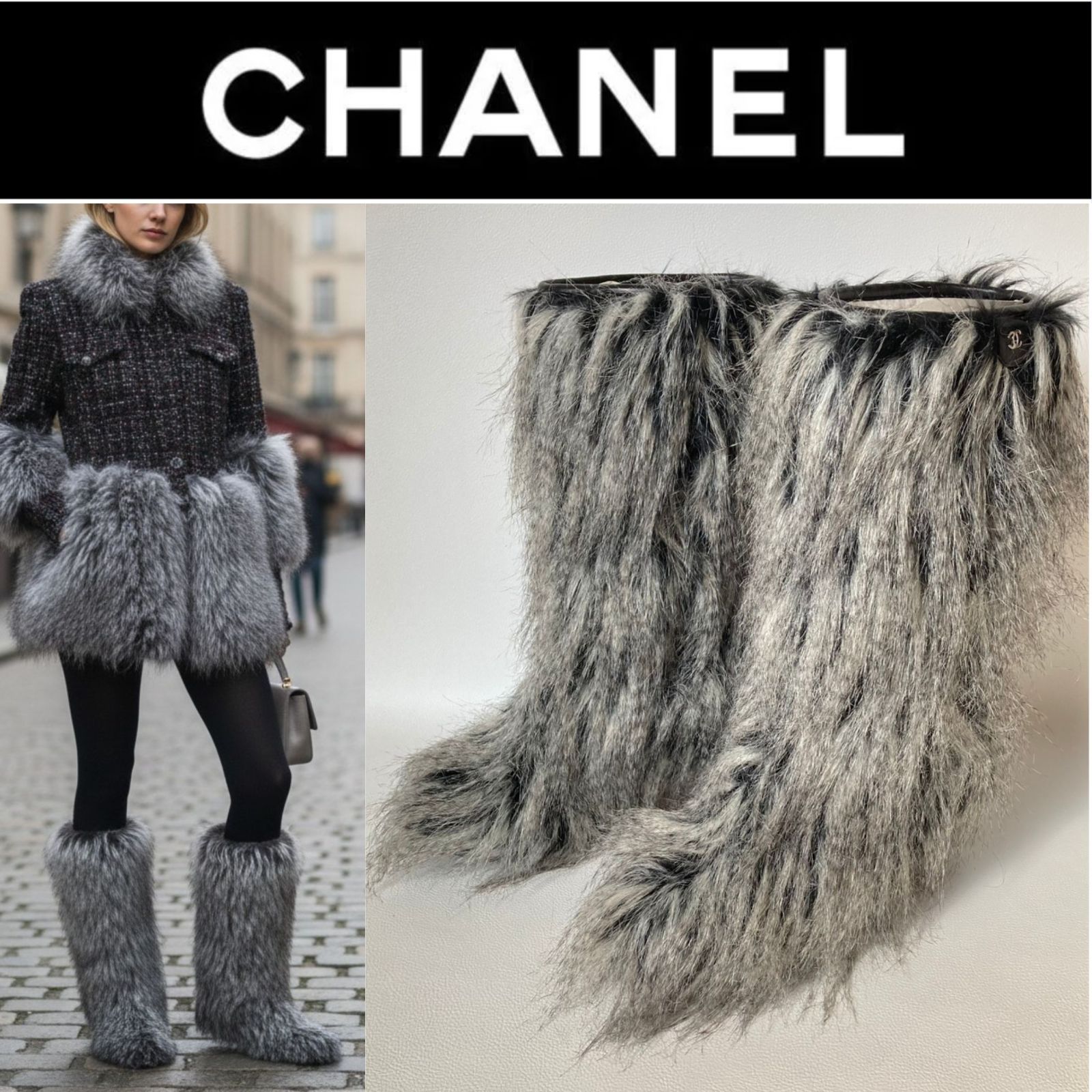 新品未使用】 CHANEL シャネル ファンタジー ファーブーツ レディース 
