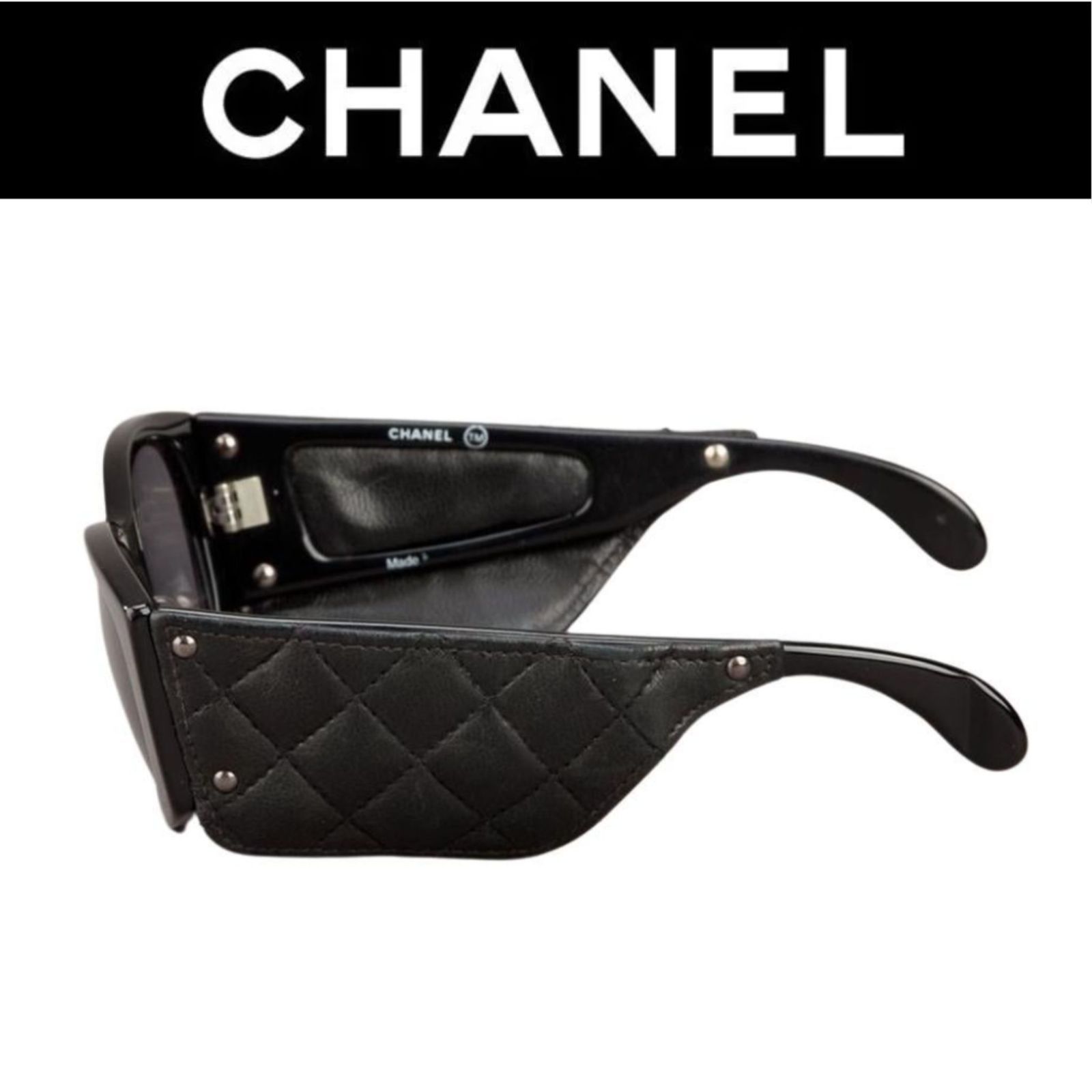 新品級/極美品】 CHANEL シャネル 1988 サングラス マトラッセレザー
