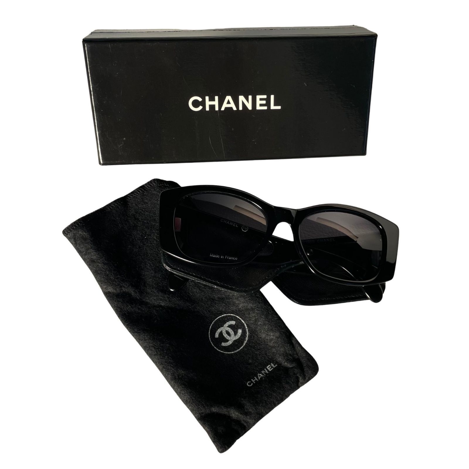 新品級/極美品】 CHANEL シャネル 1988 サングラス マトラッセレザー