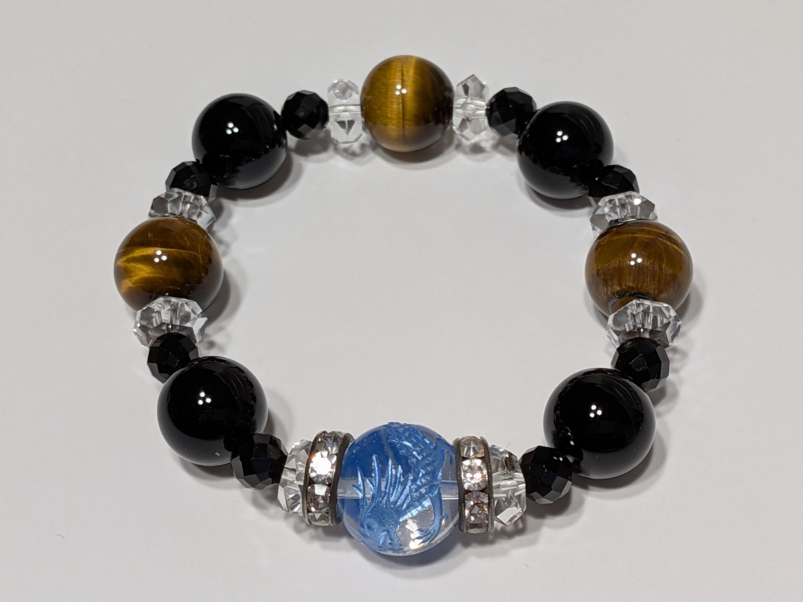 パワーストーン　ブレスレット　天然石　青龍　タイガーアイ他　14cm　No.330
