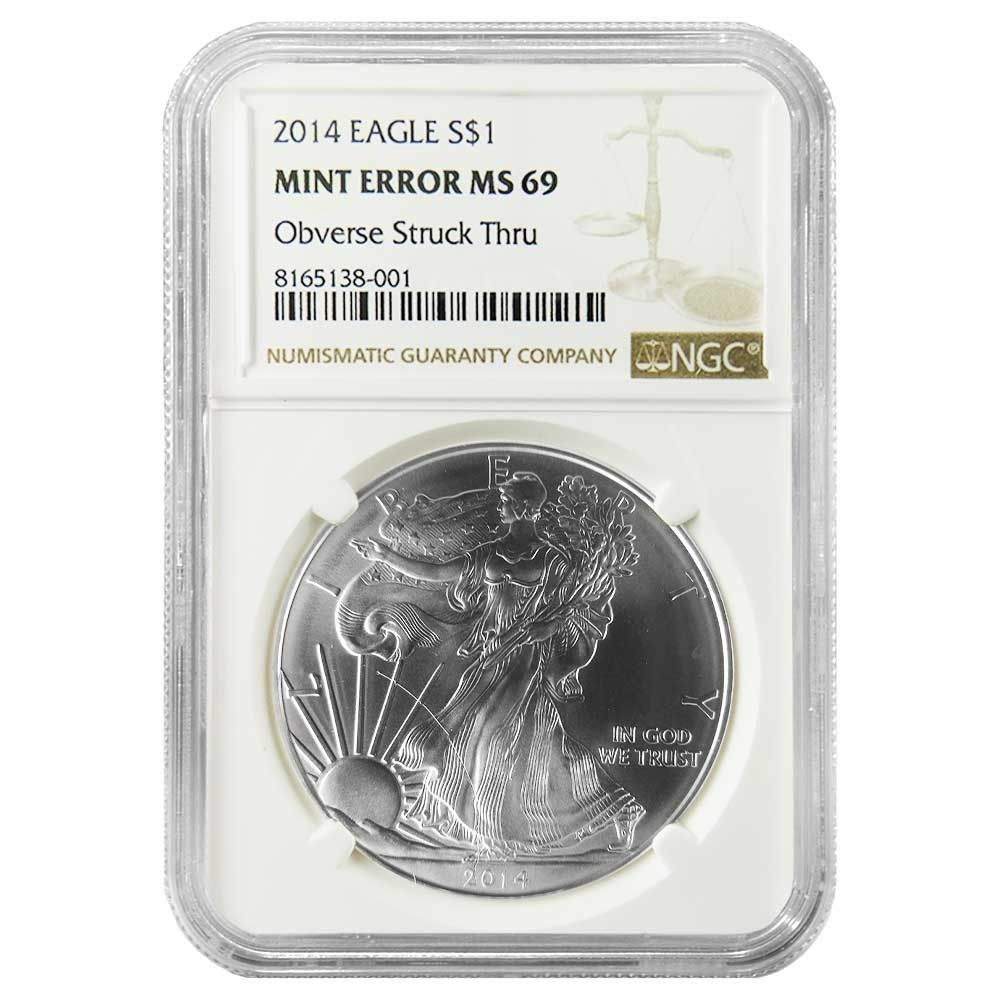 2014年 1ドル アメリカン シルバー イーグル NGC MS69 ミントエラー