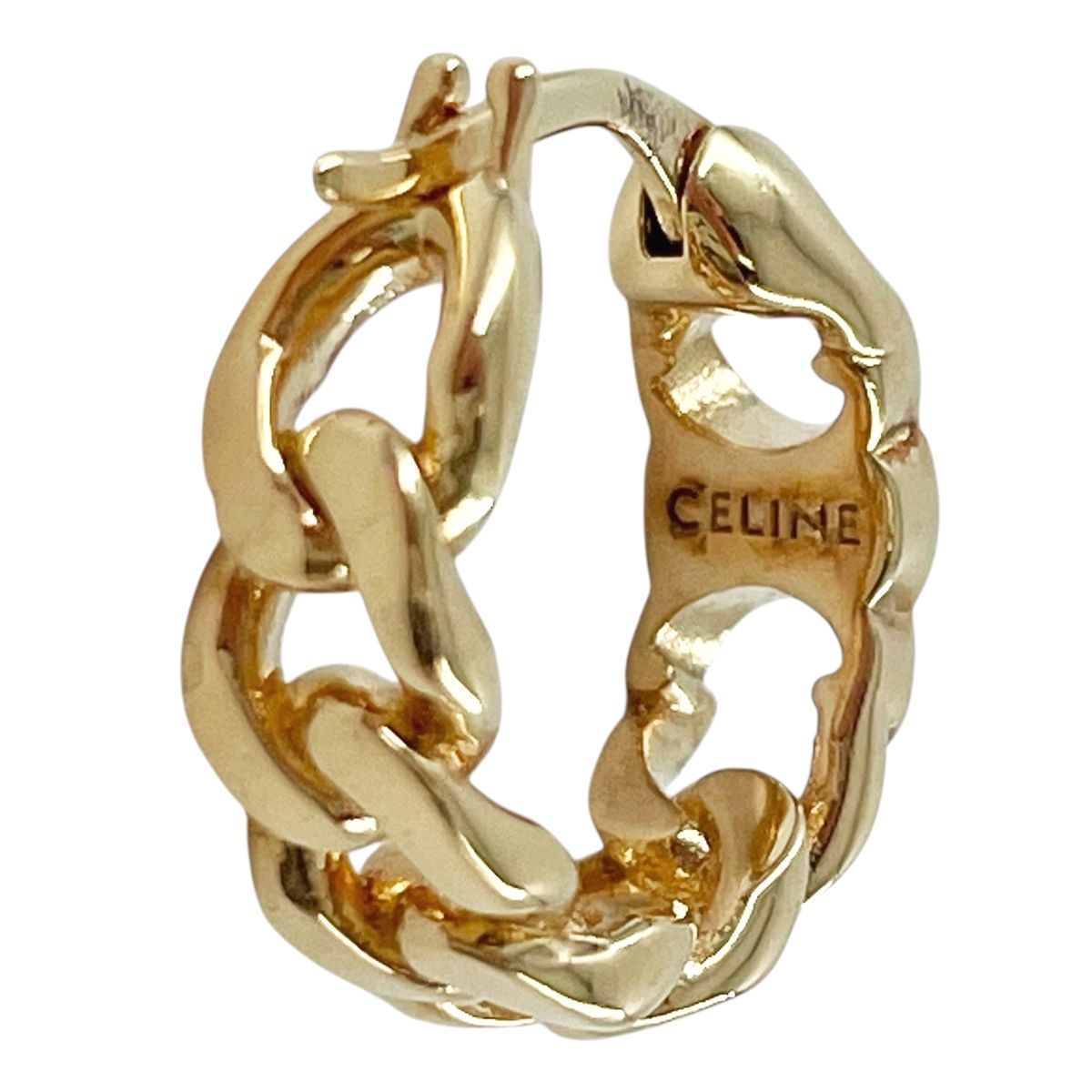 【片耳のみ】CELINE　マカダム ピアス ゴールドカラー 片耳のみ】CELINE マカダム ピアス ゴールドカラー